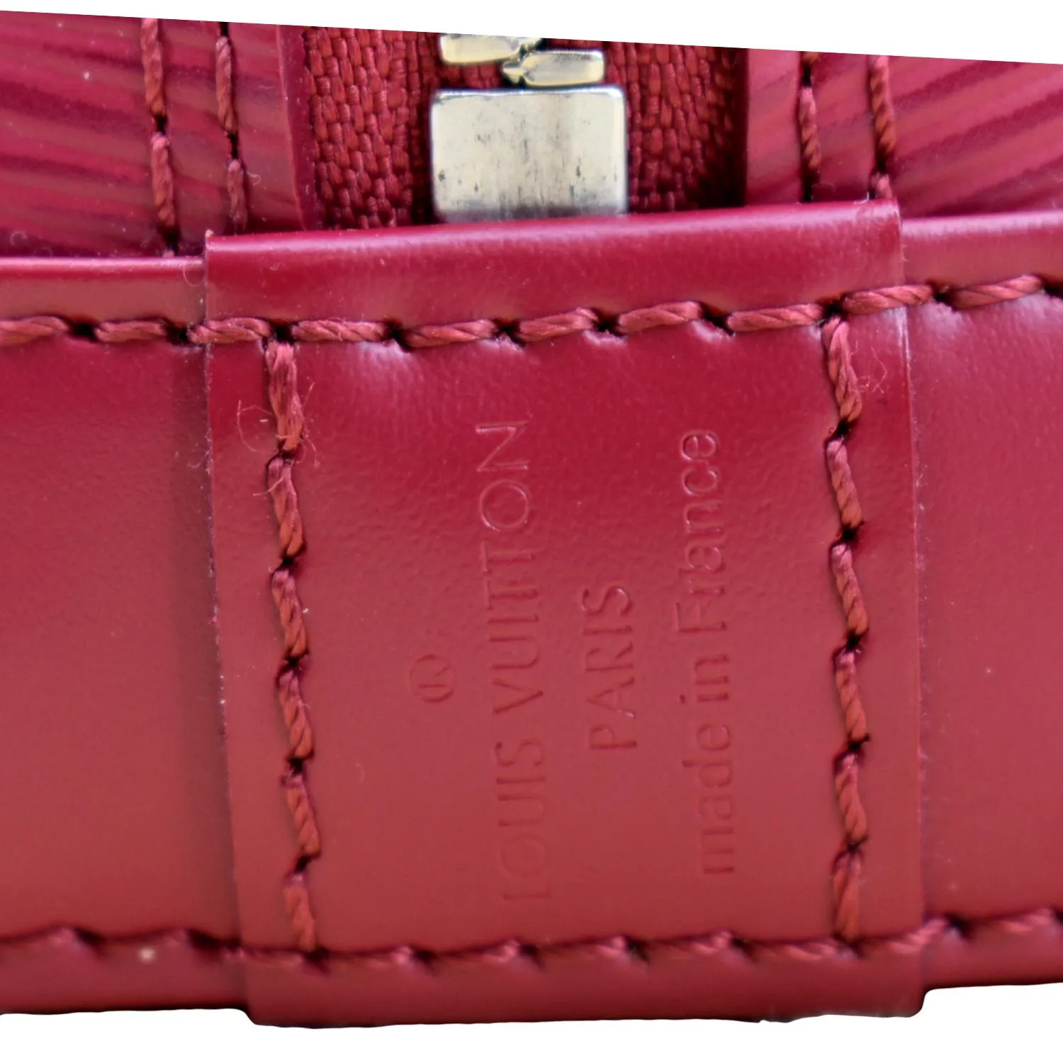 LOUIS VUITTON Alma BB Epi Leather Satchel Crossbody Bag Red