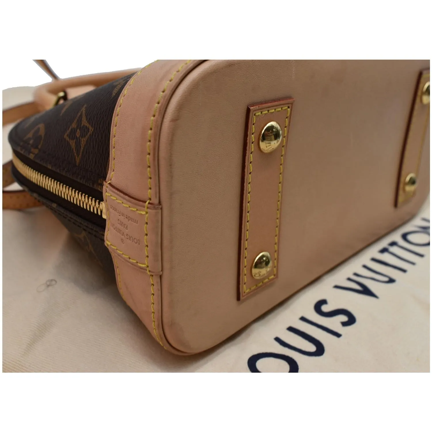 LOUIS VUITTON Alma BB Monogram Canvas Satchel Crossbody Bag Brown