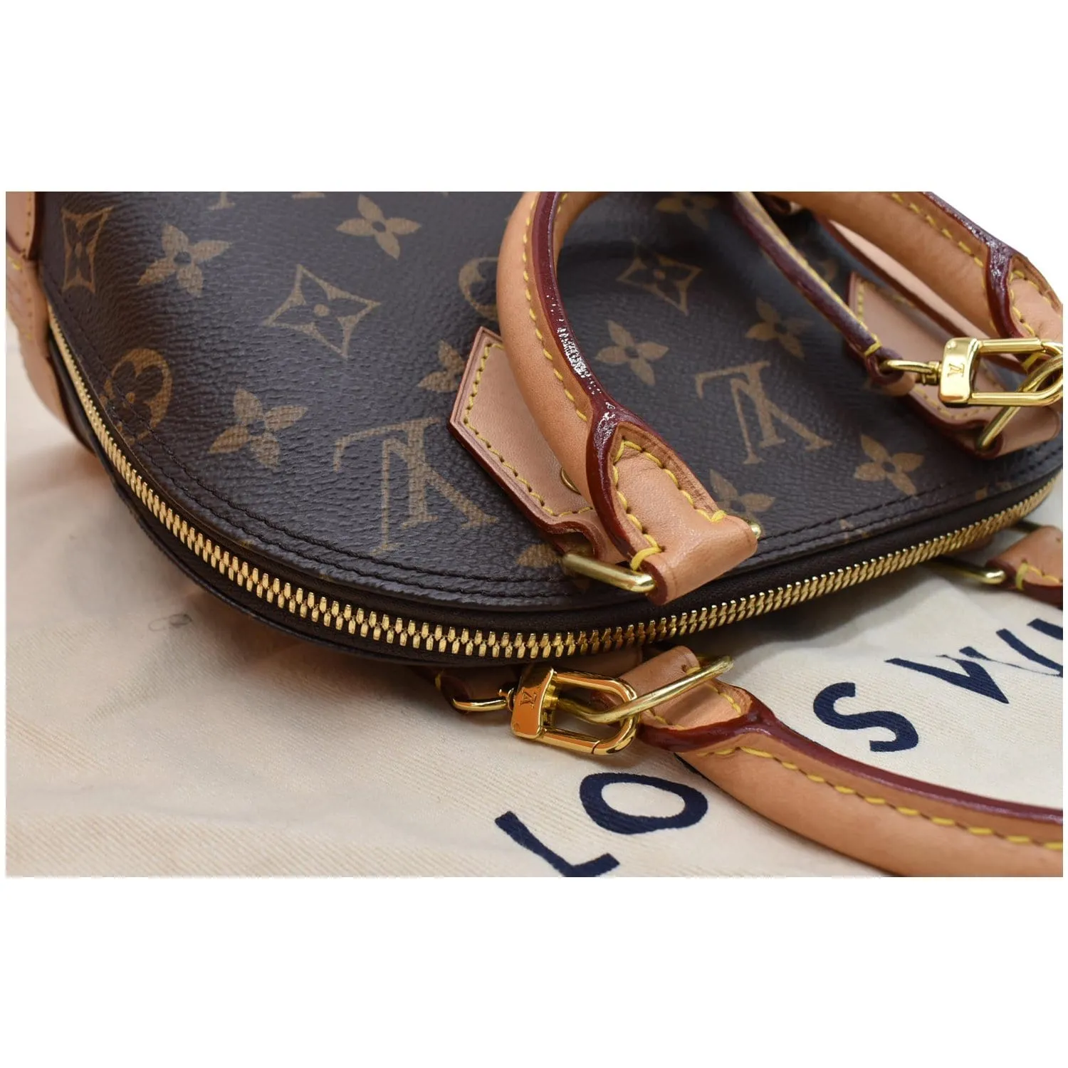 LOUIS VUITTON Alma BB Monogram Canvas Satchel Crossbody Bag Brown