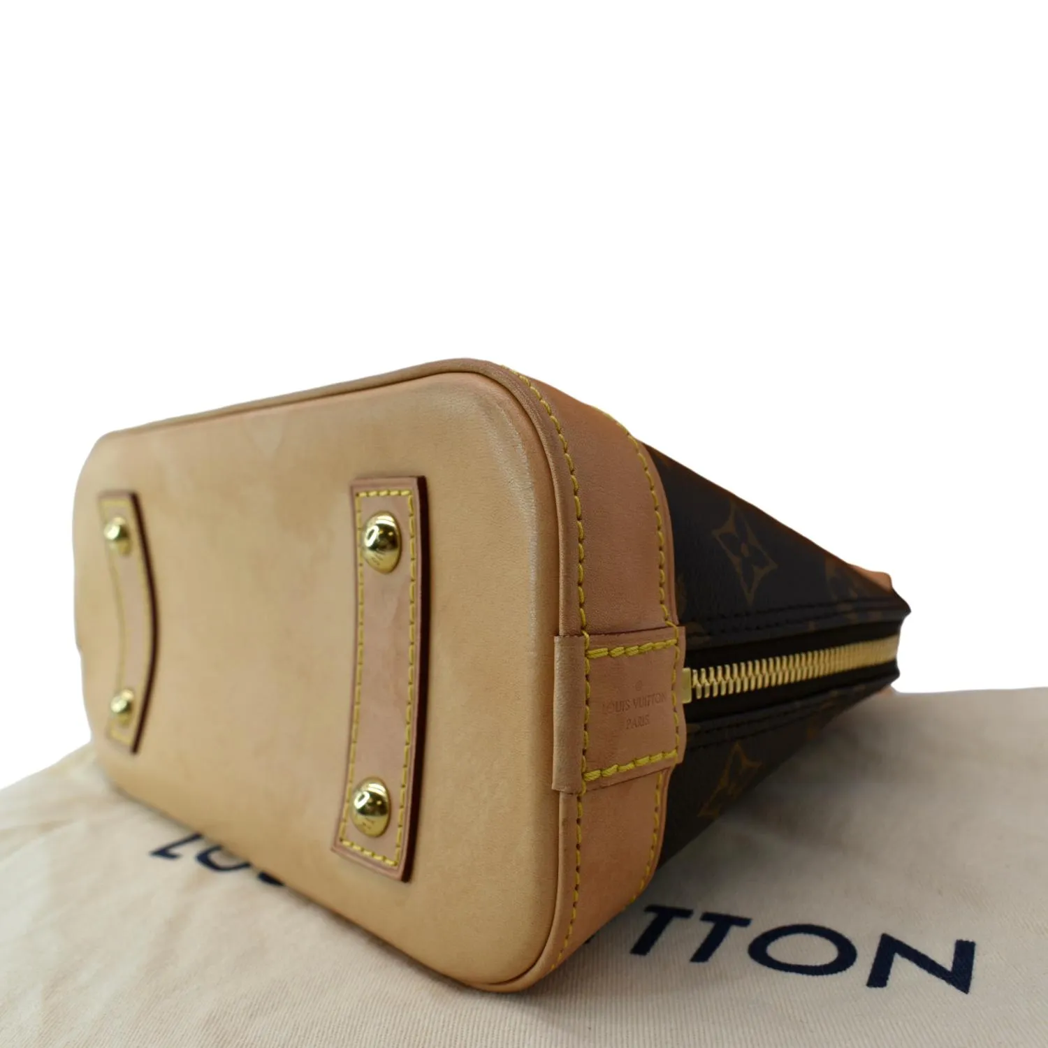 LOUIS VUITTON Alma BB Monogram Canvas Satchel Crossbody Bag Brown