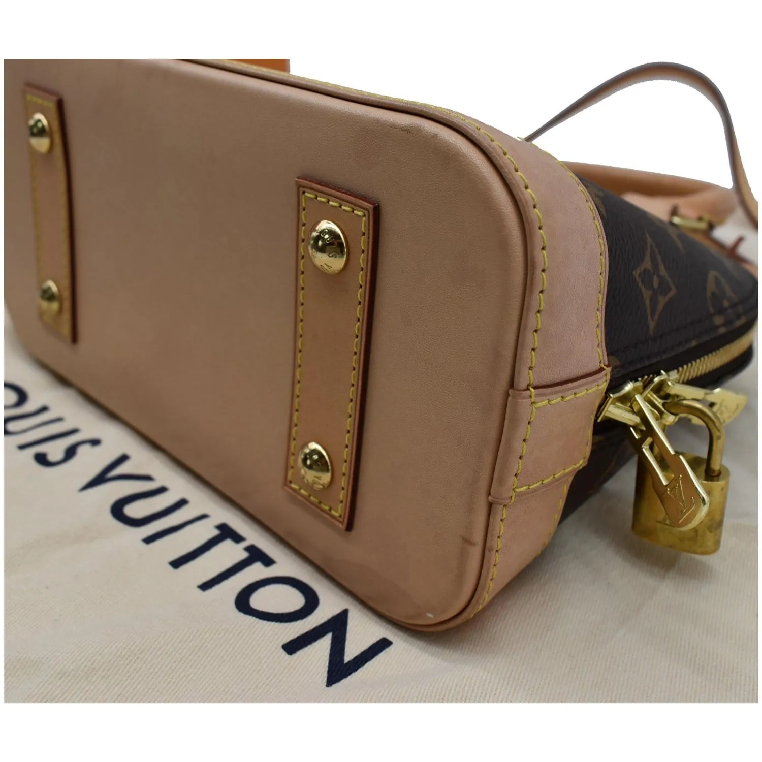 LOUIS VUITTON Alma BB Monogram Canvas Satchel Crossbody Bag Brown