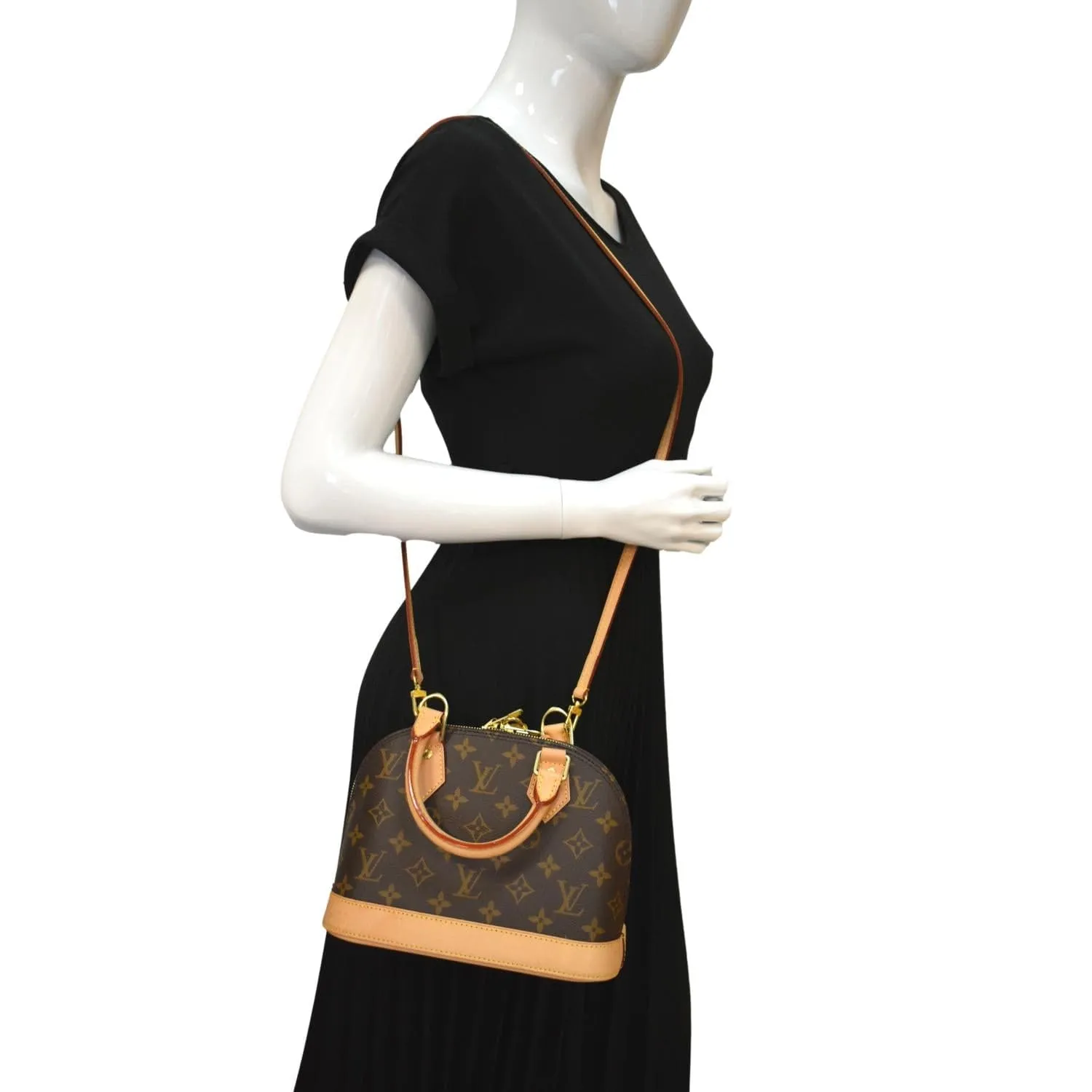 LOUIS VUITTON Alma BB Monogram Canvas Satchel Crossbody Bag Brown