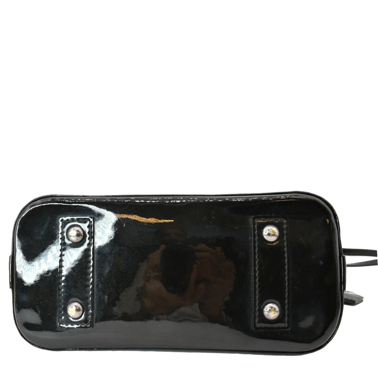 LOUIS VUITTON Alma BB Vernis Leather Satchel Crossbody Bag Black