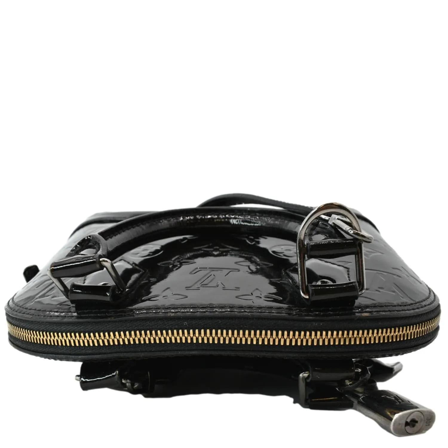 LOUIS VUITTON Alma BB Vernis Leather Satchel Crossbody Bag Black