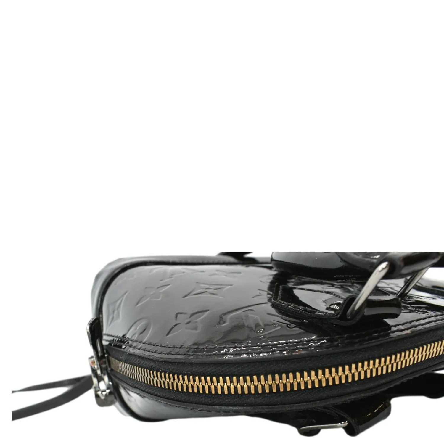 LOUIS VUITTON Alma BB Vernis Leather Satchel Crossbody Bag Black