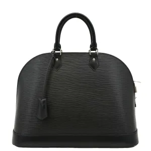 LOUIS VUITTON Alma GM Epi Leather Satchel Bag Black