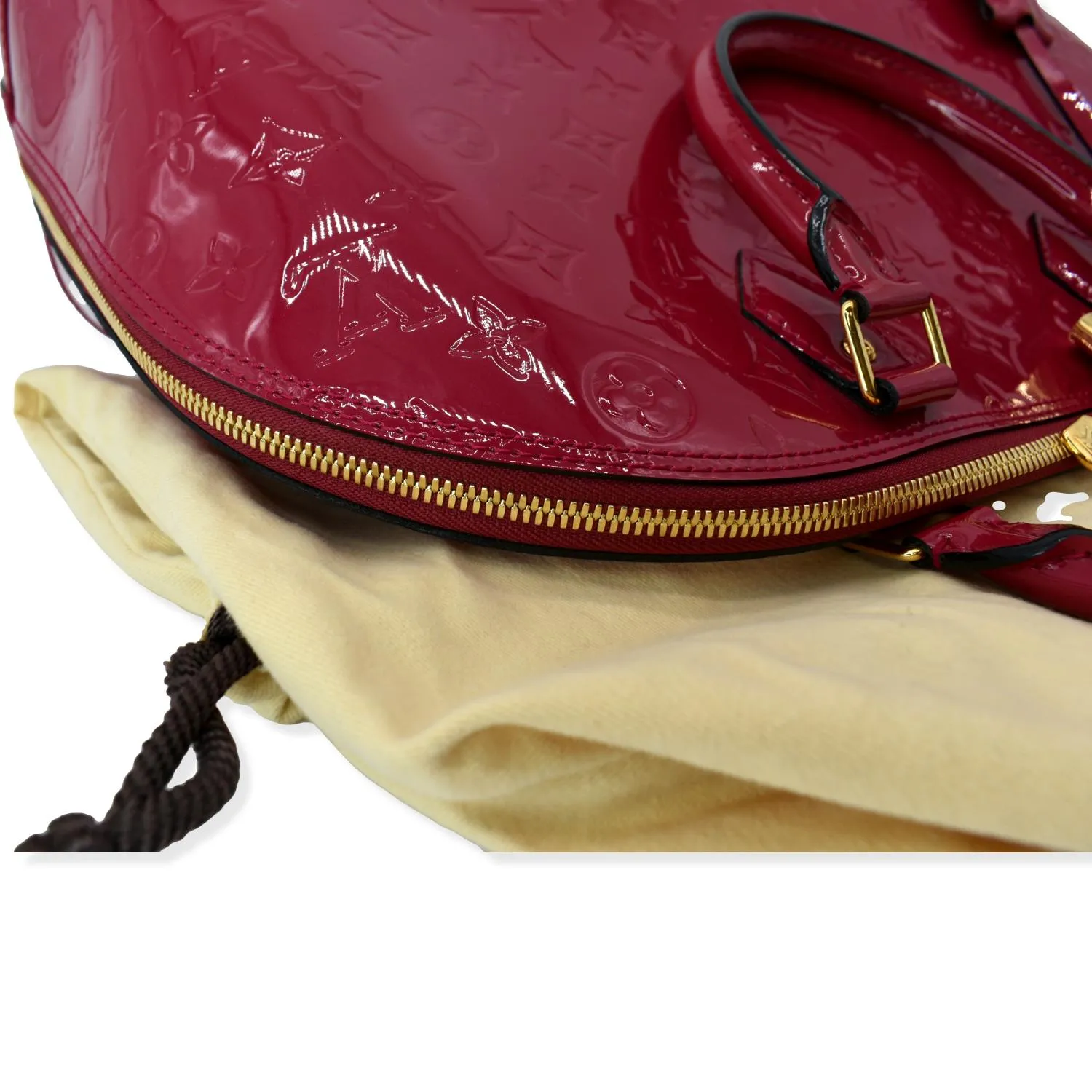 LOUIS VUITTON Alma GM Monogram Vernis Leather Satchel Bag Pink