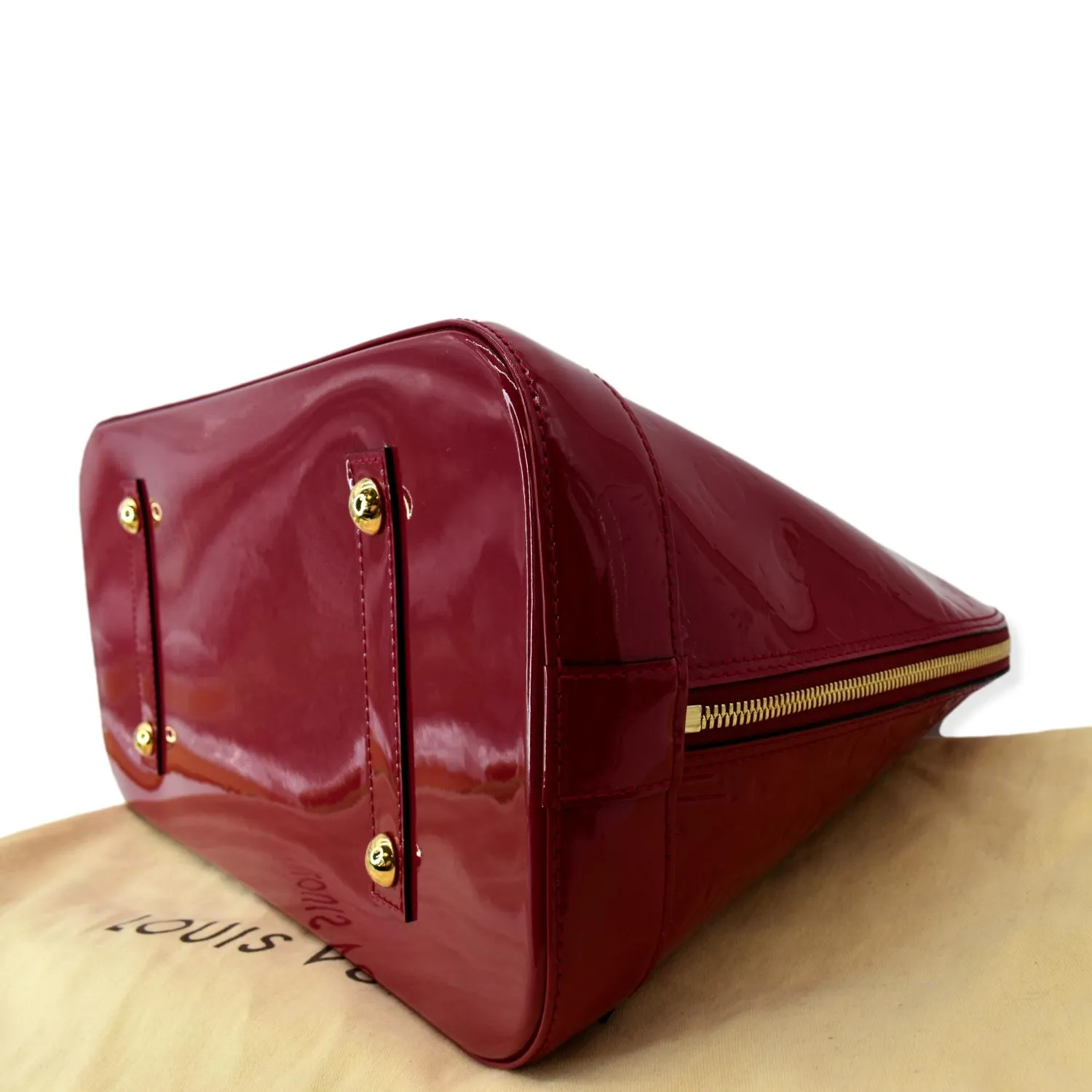 LOUIS VUITTON Alma GM Monogram Vernis Leather Satchel Bag Pink
