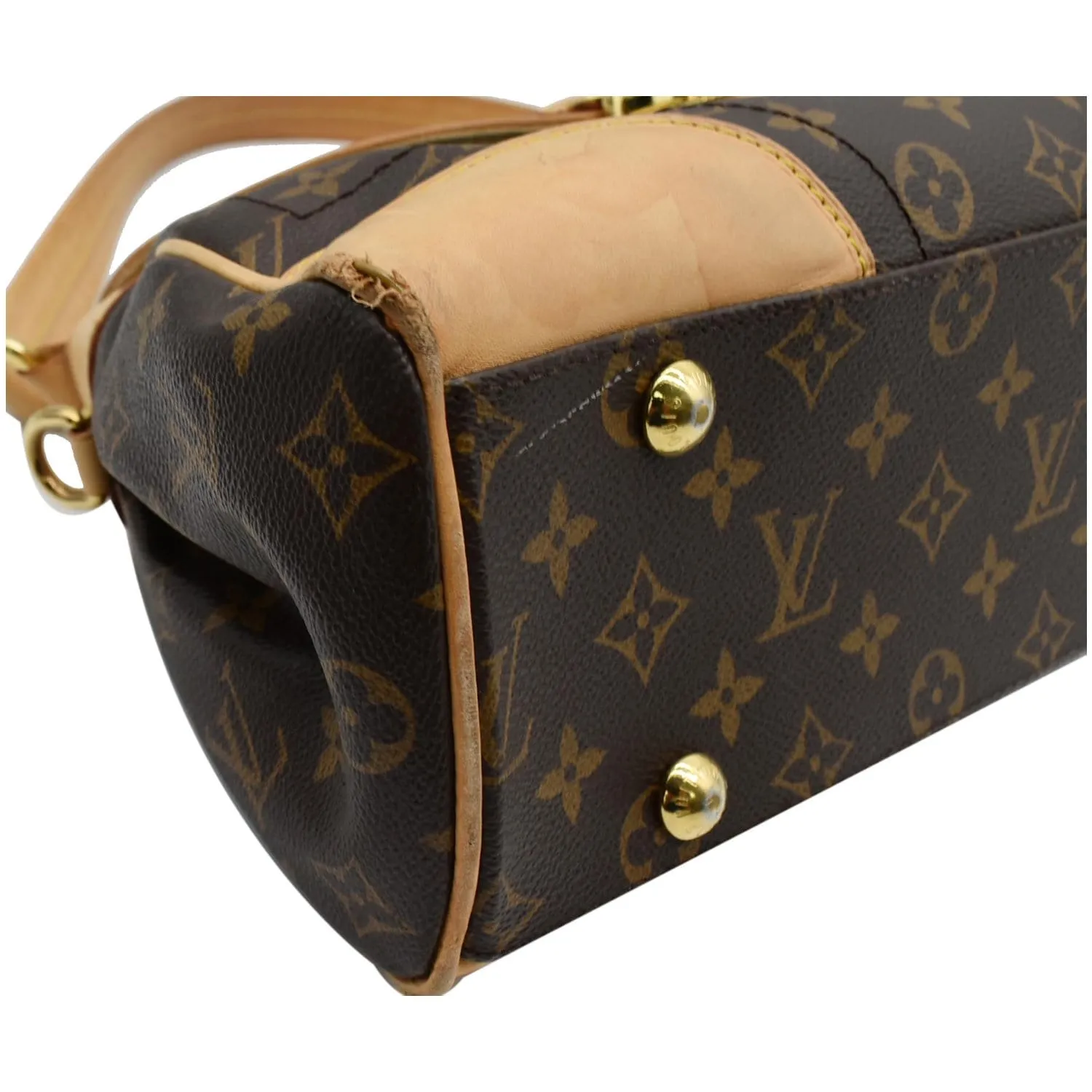 LOUIS VUITTON Beverly MM Monogram Canvas Satchel Bag Brown