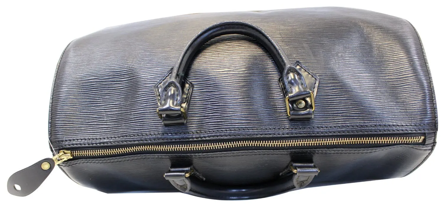 LOUIS VUITTON Black Epi Leather Speedy 35 Satchel Bag