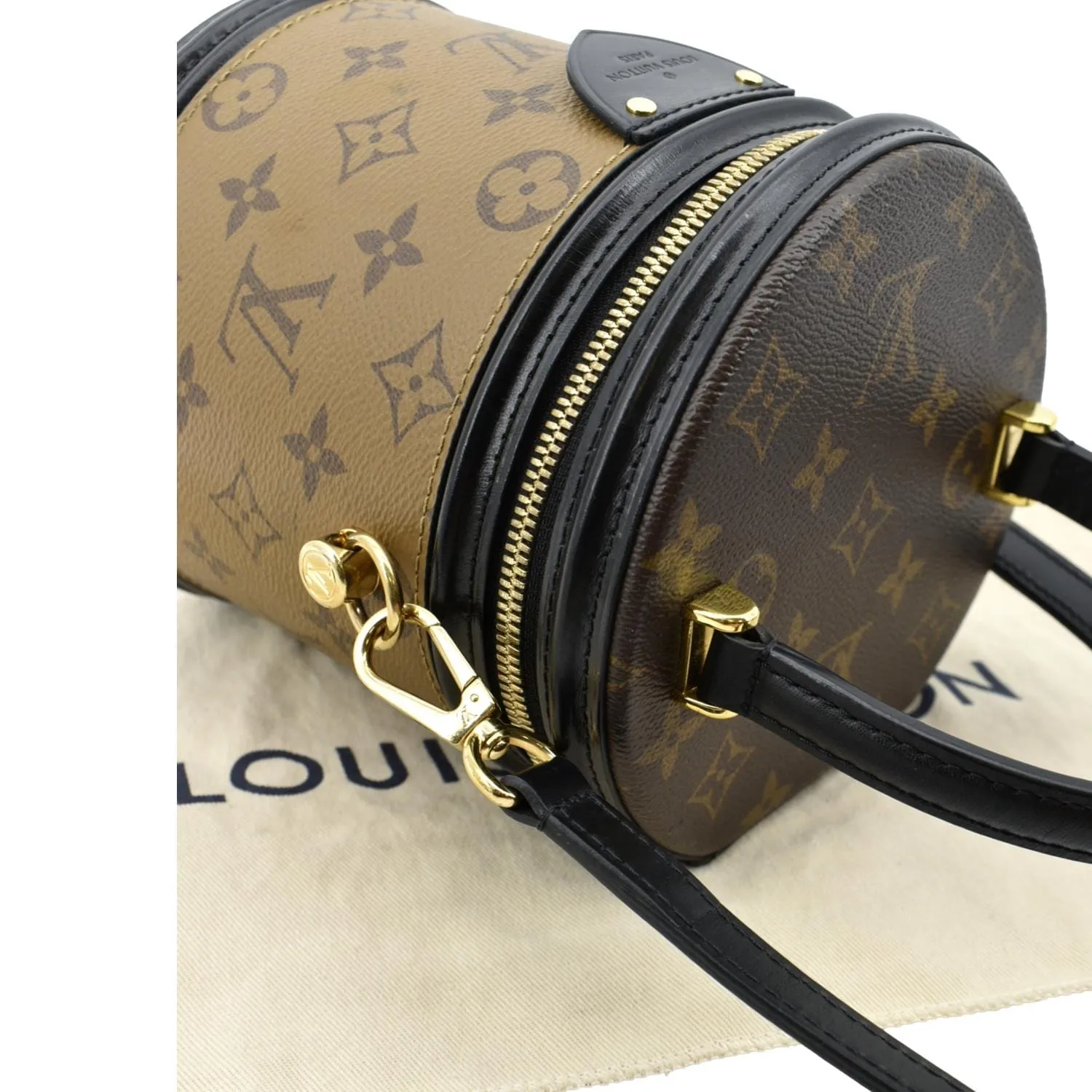 LOUIS VUITTON Cannes Reverse Monogram Canvas Satchel Bag Brown