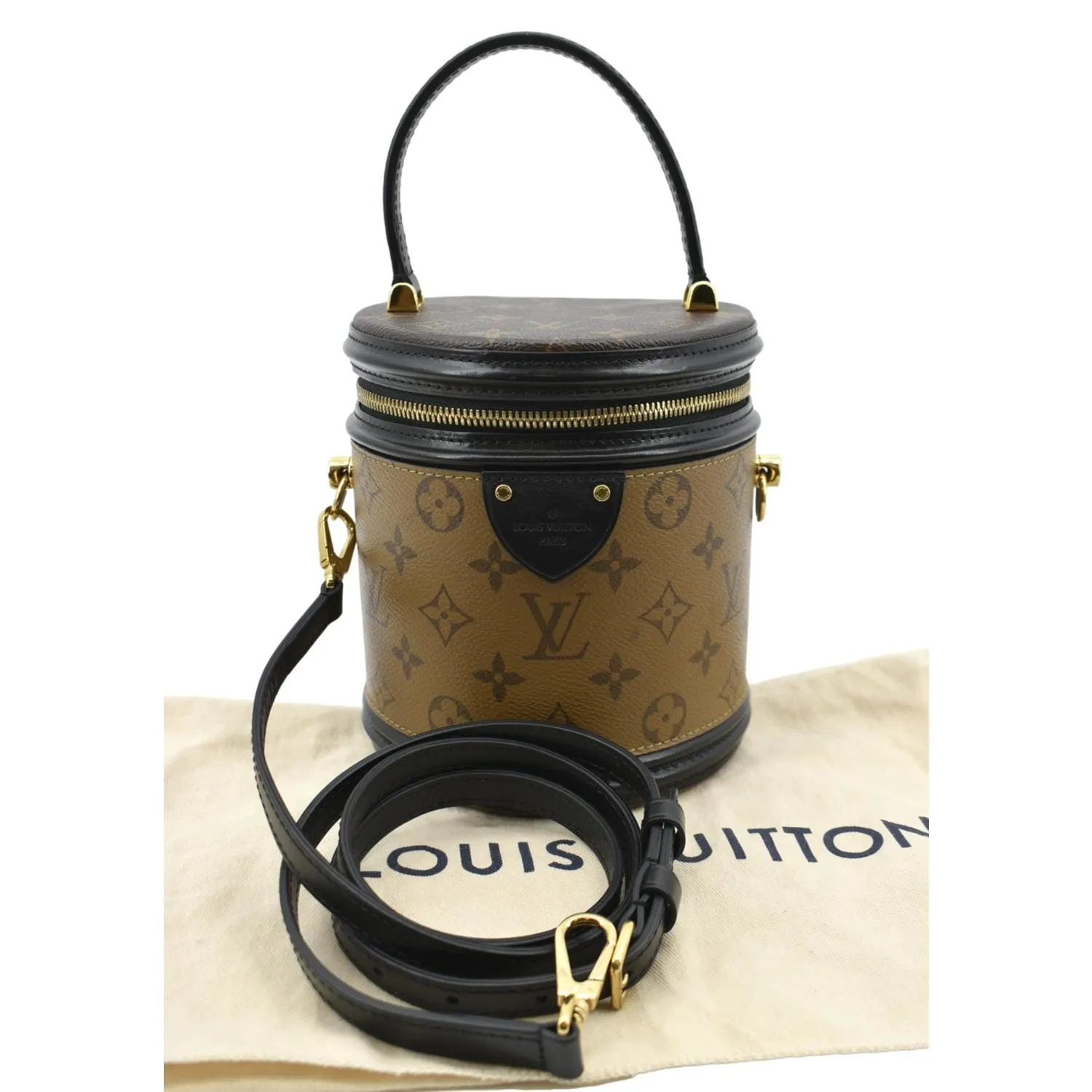LOUIS VUITTON Cannes Reverse Monogram Canvas Satchel Bag Brown