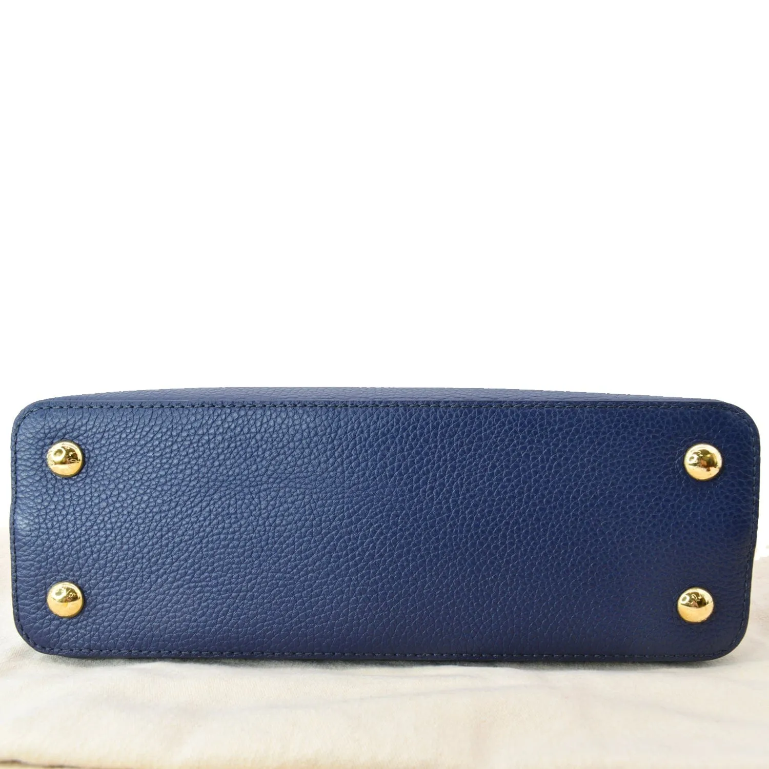 LOUIS VUITTON Capucines MM Taurillon Python Leather Satchel Bag Blue