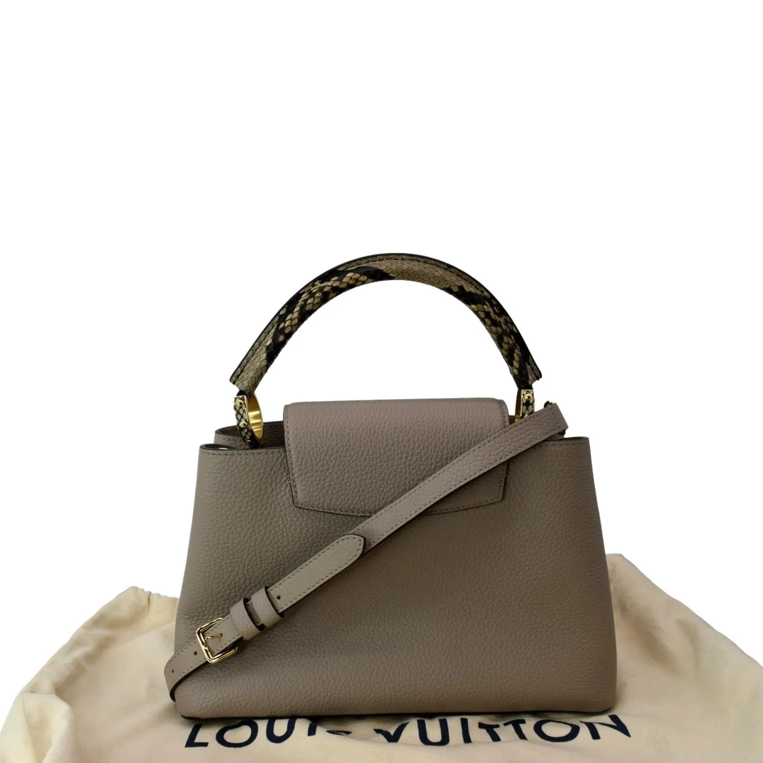 LOUIS VUITTON Capucines MM Taurillon Python Leather Satchel Bag Galet - Hot Deals