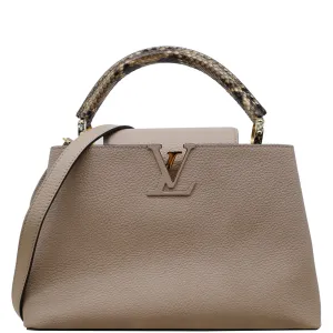 LOUIS VUITTON Capucines MM Taurillon Python Leather Satchel Bag Galet - Hot Deals