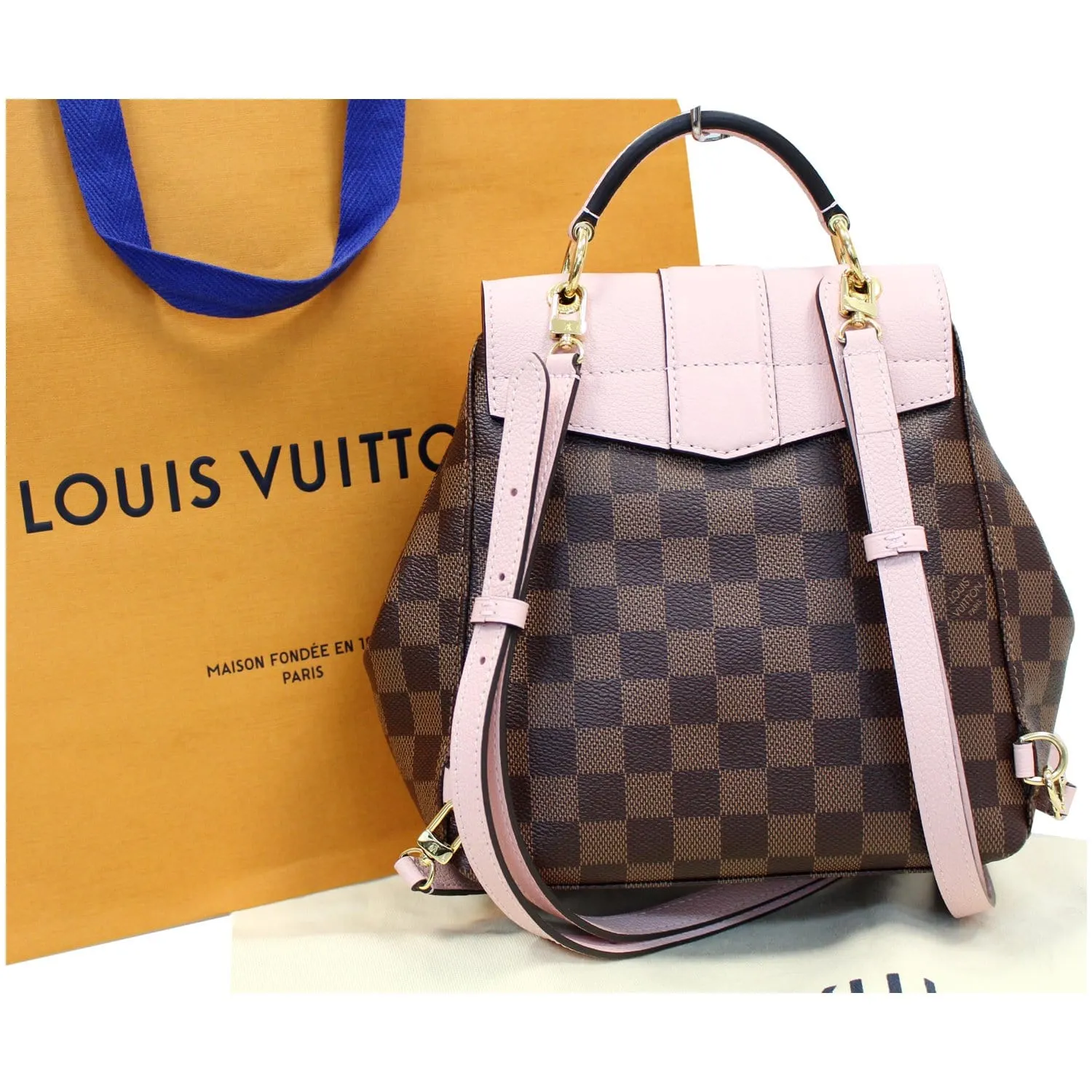 LOUIS VUITTON Clapton Damier Ebene Backpack Bag Magnolia