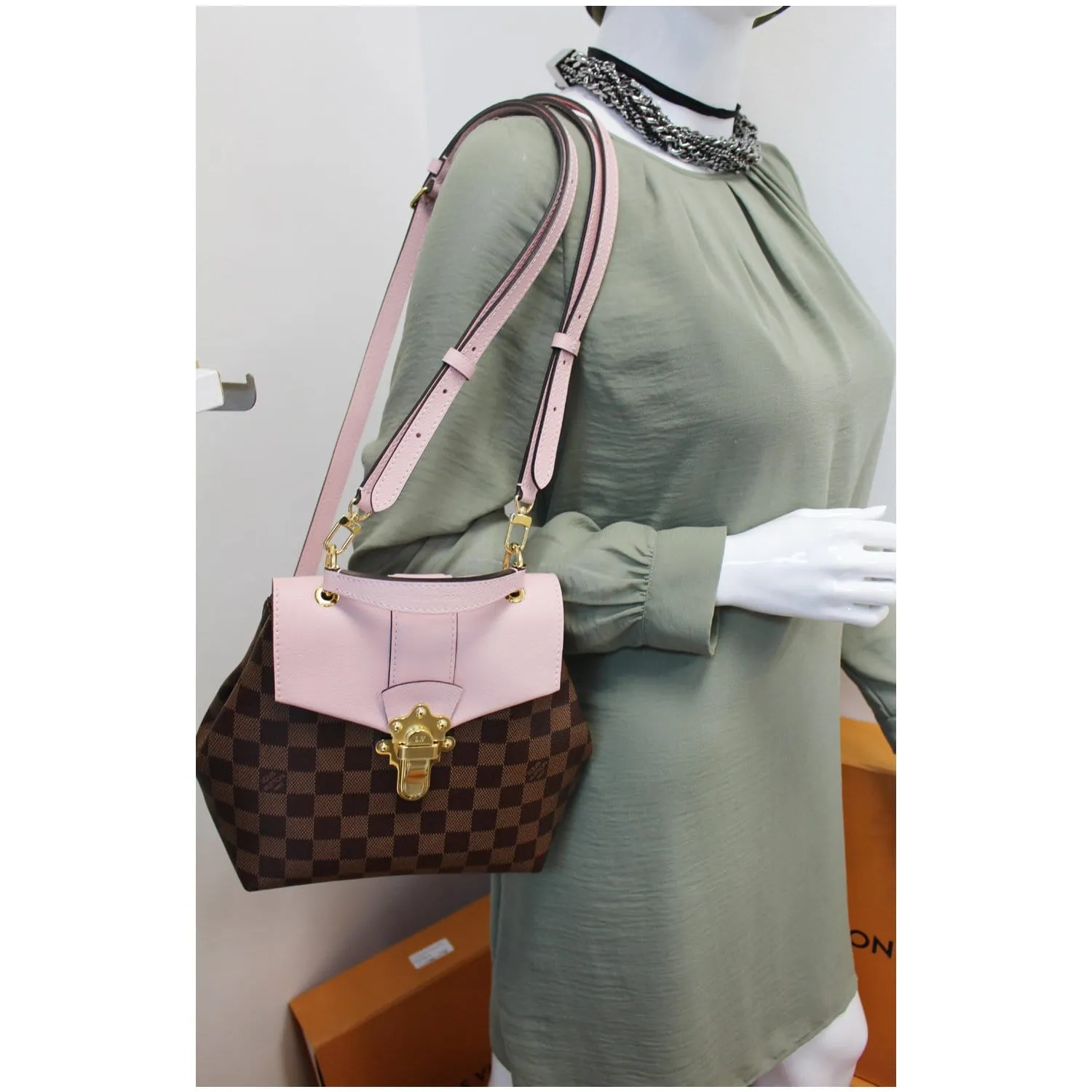 LOUIS VUITTON Clapton Damier Ebene Backpack Bag Magnolia