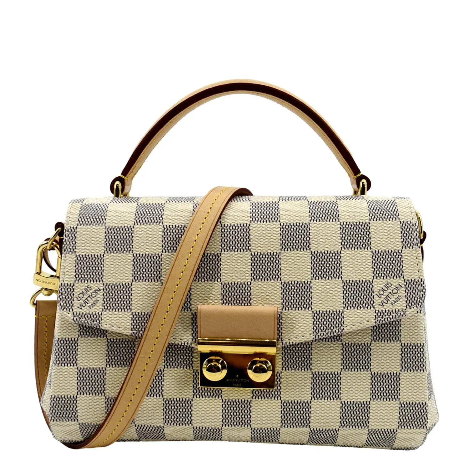 LOUIS VUITTON Croisette Damier Azur Satchel Crossbody Bag White