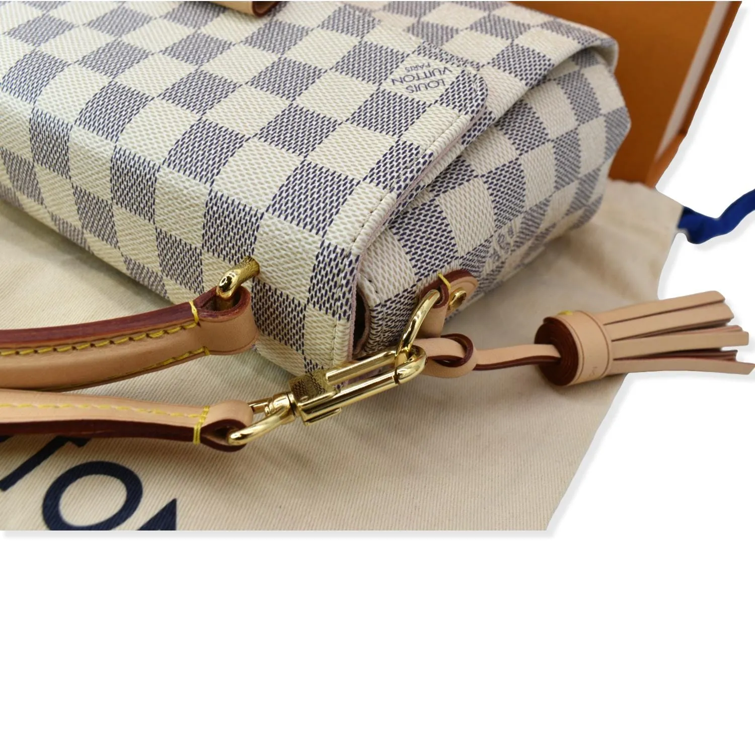 LOUIS VUITTON Croisette Damier Azur Satchel Crossbody Bag White