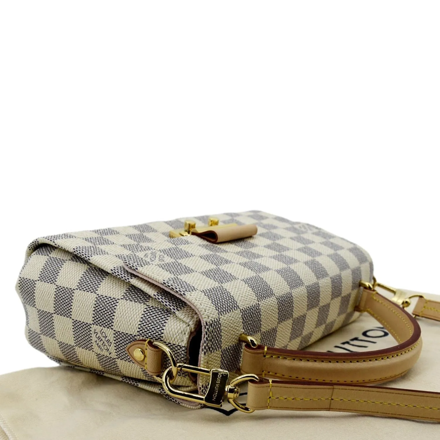 LOUIS VUITTON Croisette Damier Azur Satchel Crossbody Bag White