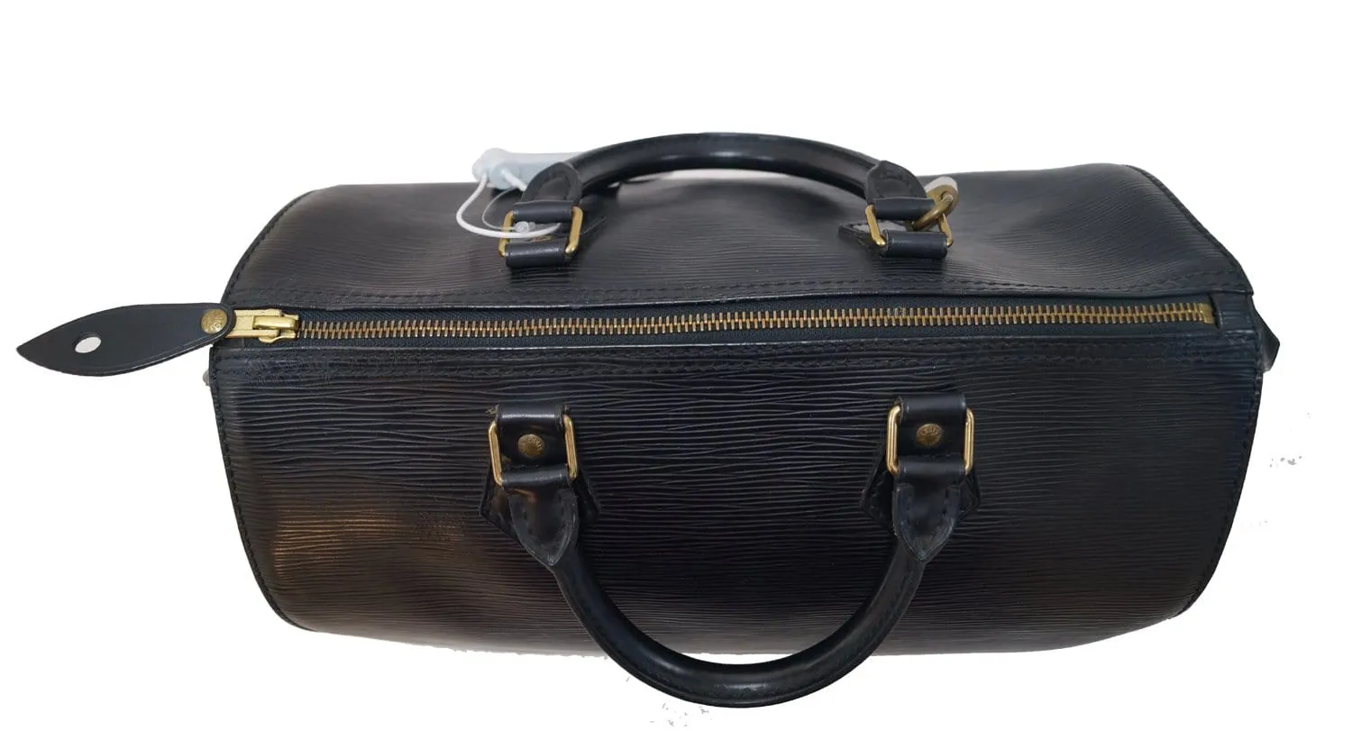 LOUIS VUITTON Epi Leather Black Speedy 30 Satchel Bag