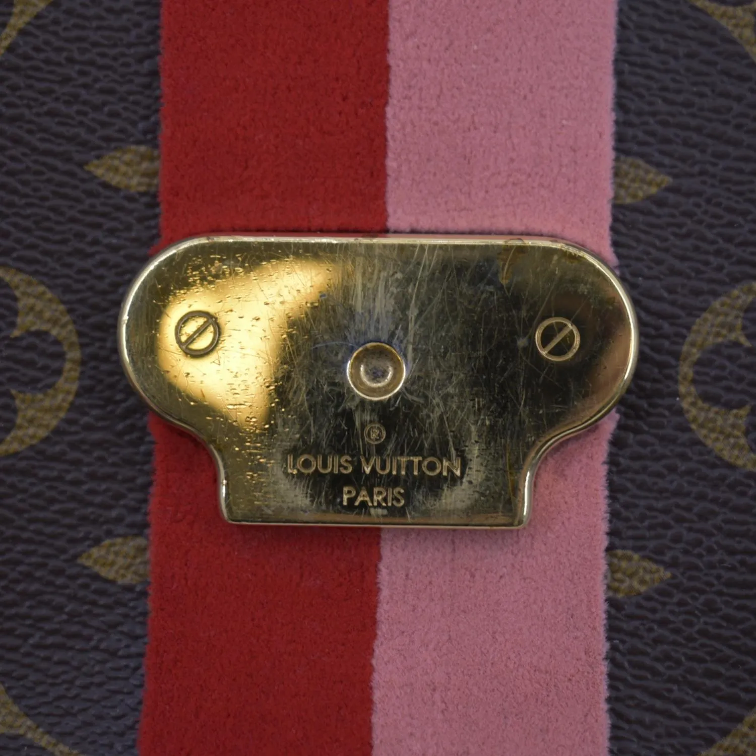 LOUIS VUITTON Georges BB Monogram Canvas Shoulder Bag Coquelicot Peach