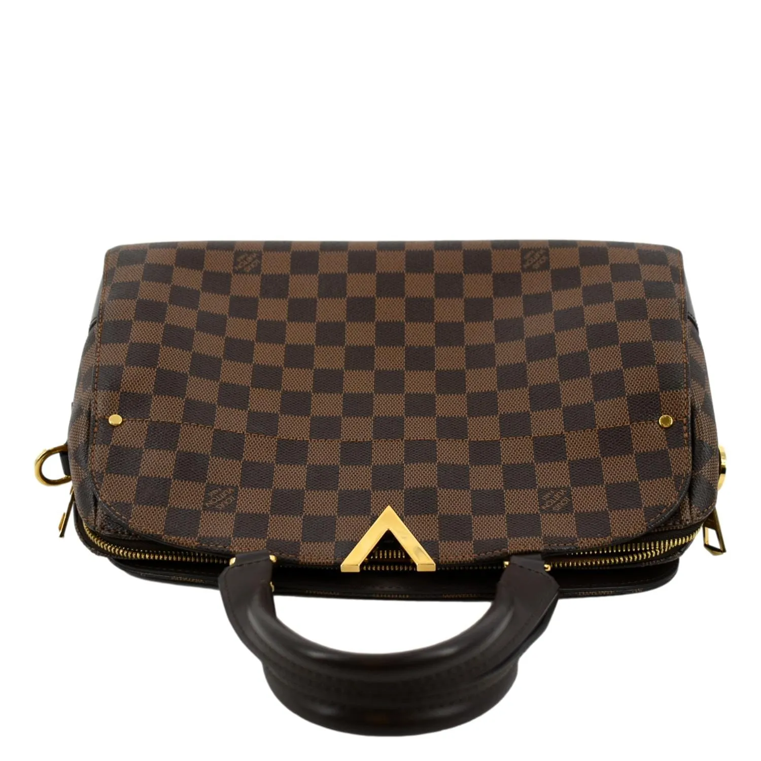 LOUIS VUITTON Kensington Bowling Damier Ebene Satchel Bag Brown