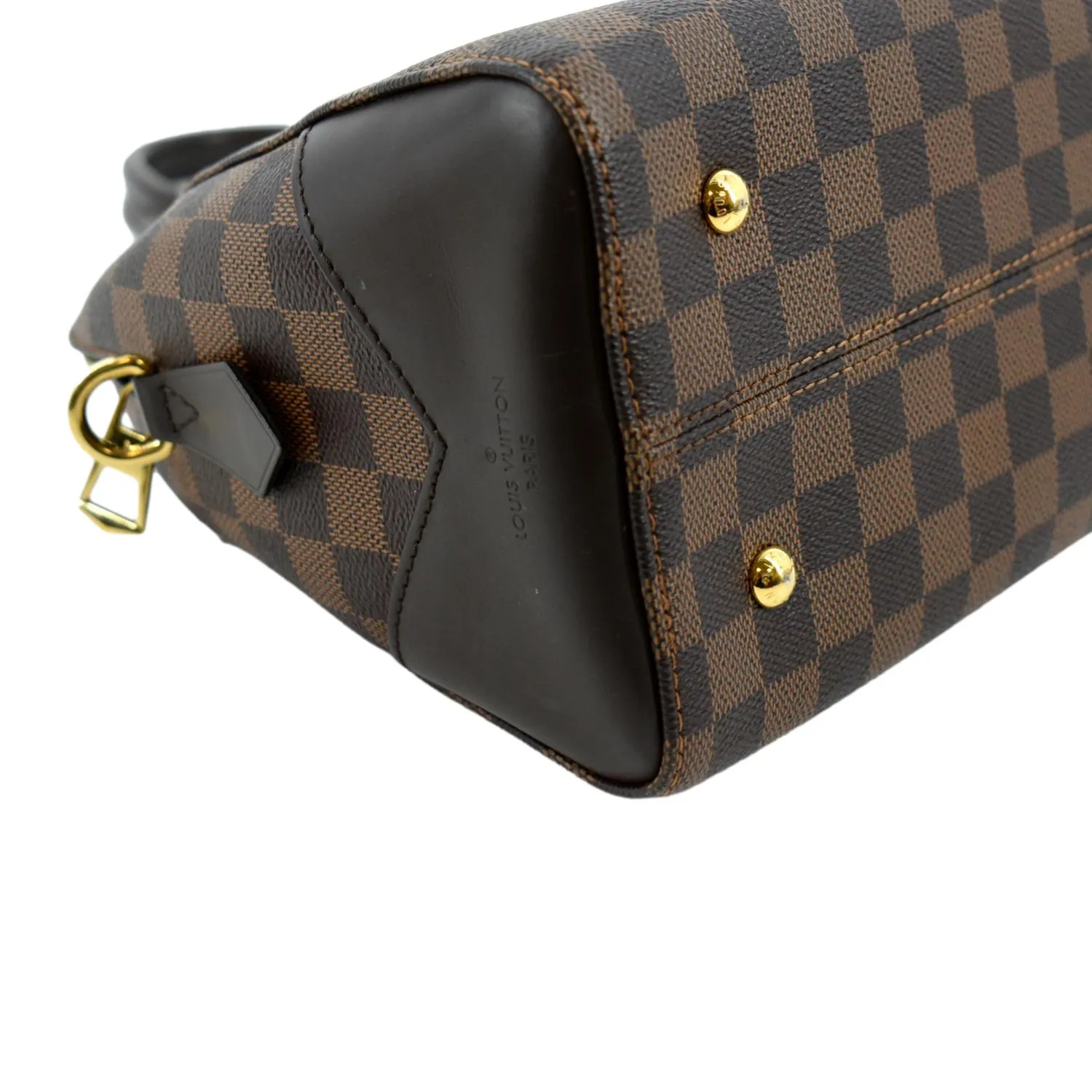 LOUIS VUITTON Kensington Bowling Damier Ebene Satchel Bag Brown