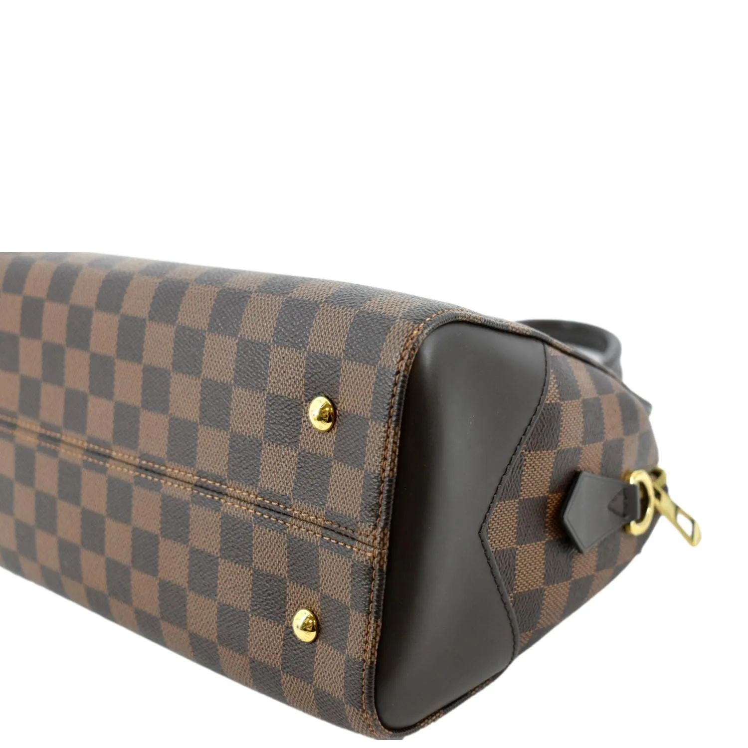 LOUIS VUITTON Kensington Bowling Damier Ebene Satchel Bag Brown