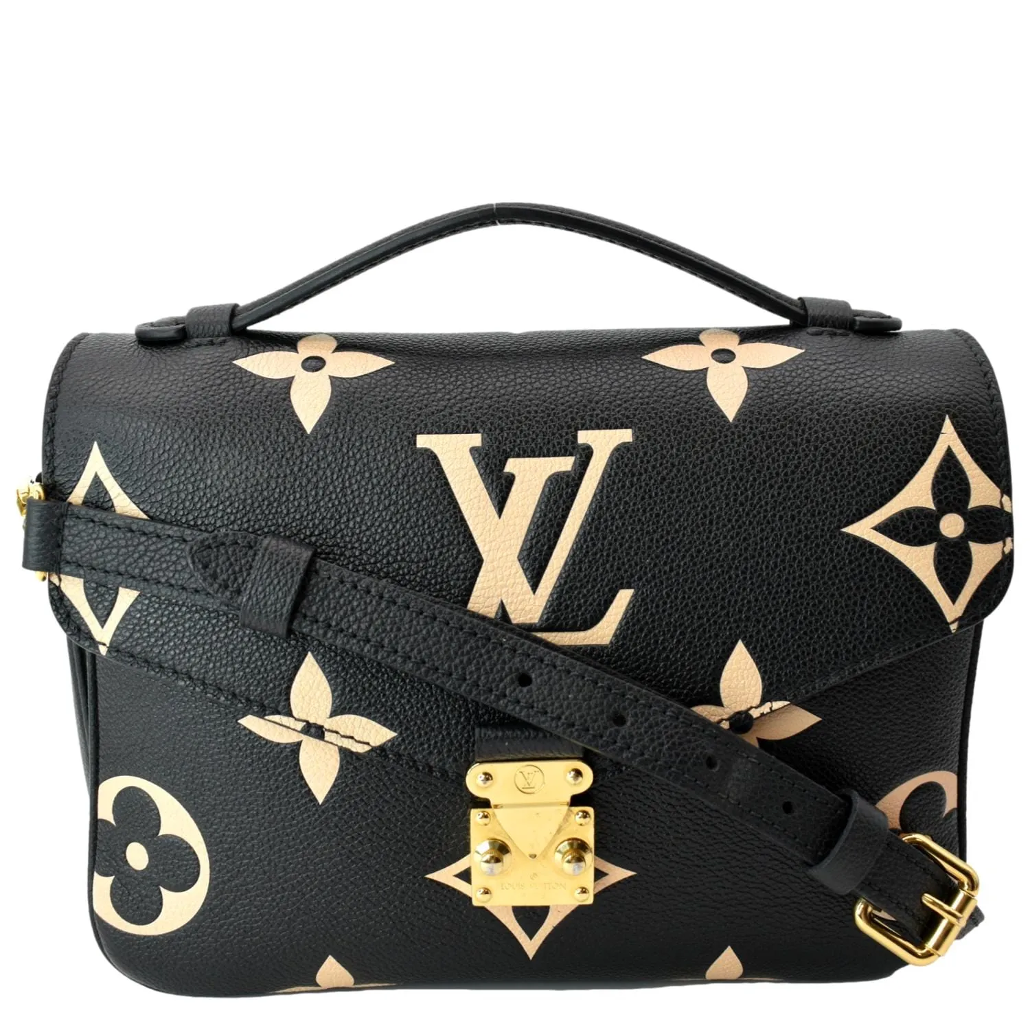 LOUIS VUITTON Metis Pochette Bicolor Empreinte Leather Crossbody Bag Black