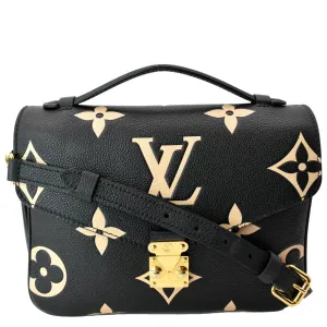 LOUIS VUITTON Metis Pochette Bicolor Empreinte Leather Crossbody Bag Black