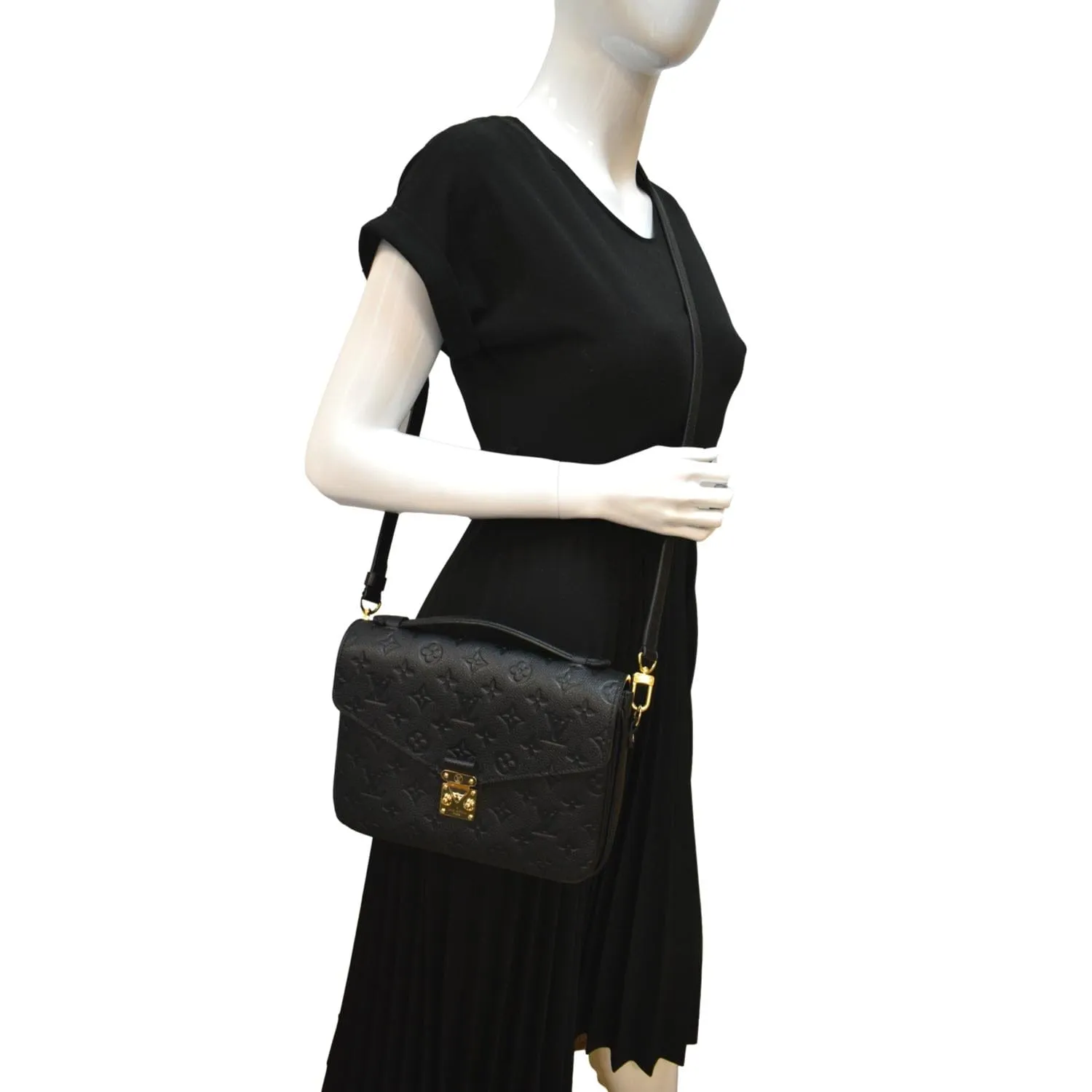 LOUIS VUITTON Metis Pochette Empreinte Leather Crossbody Bag Black