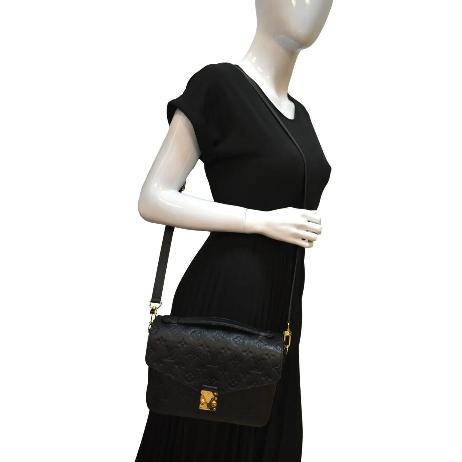 LOUIS VUITTON Metis Pochette Empreinte Leather Crossbody Bag Black