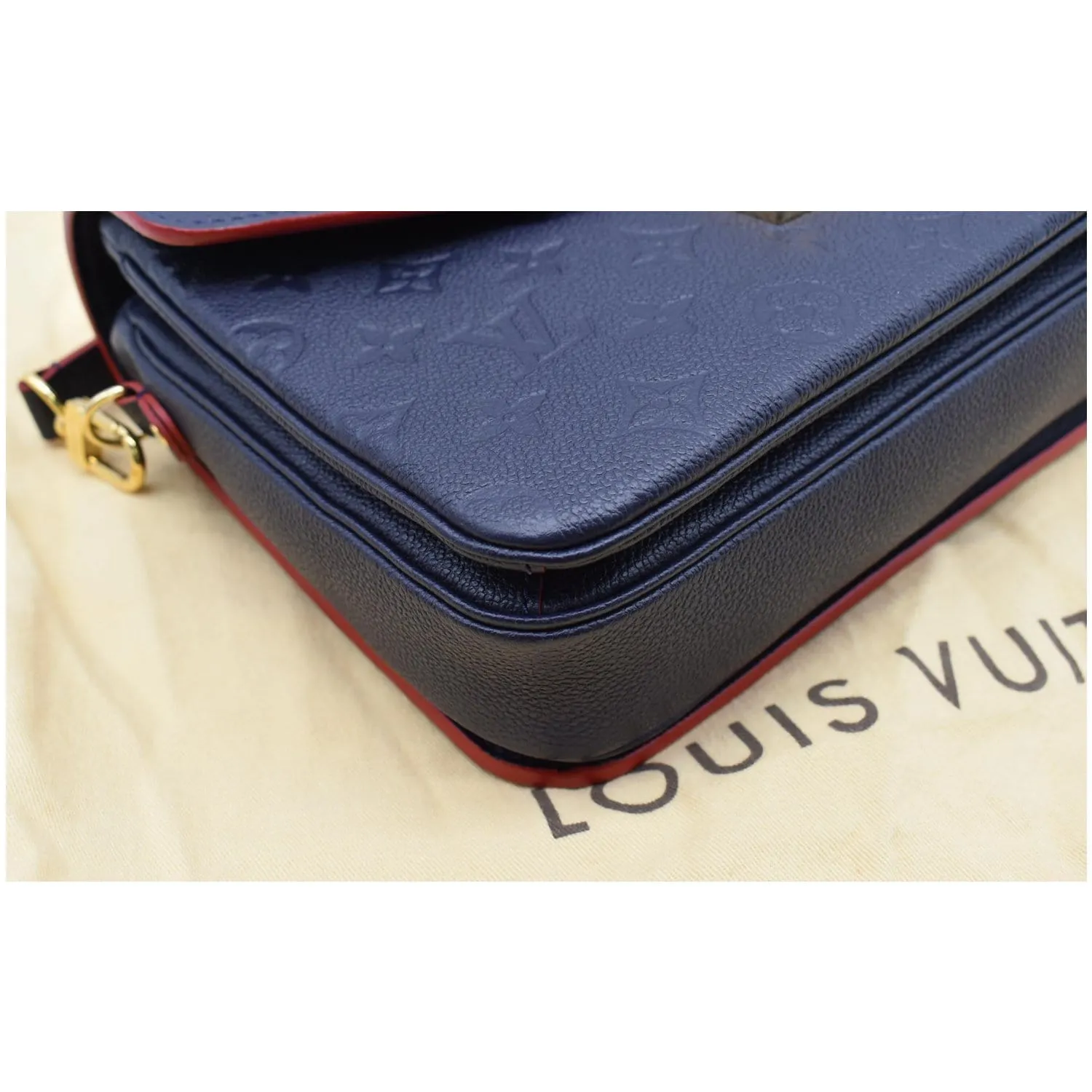 LOUIS VUITTON Metis Pochette Empreinte Leather Crossbody Bag Blue