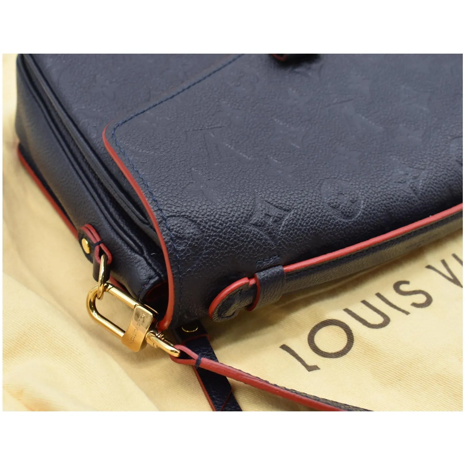 LOUIS VUITTON Metis Pochette Empreinte Leather Crossbody Bag Blue