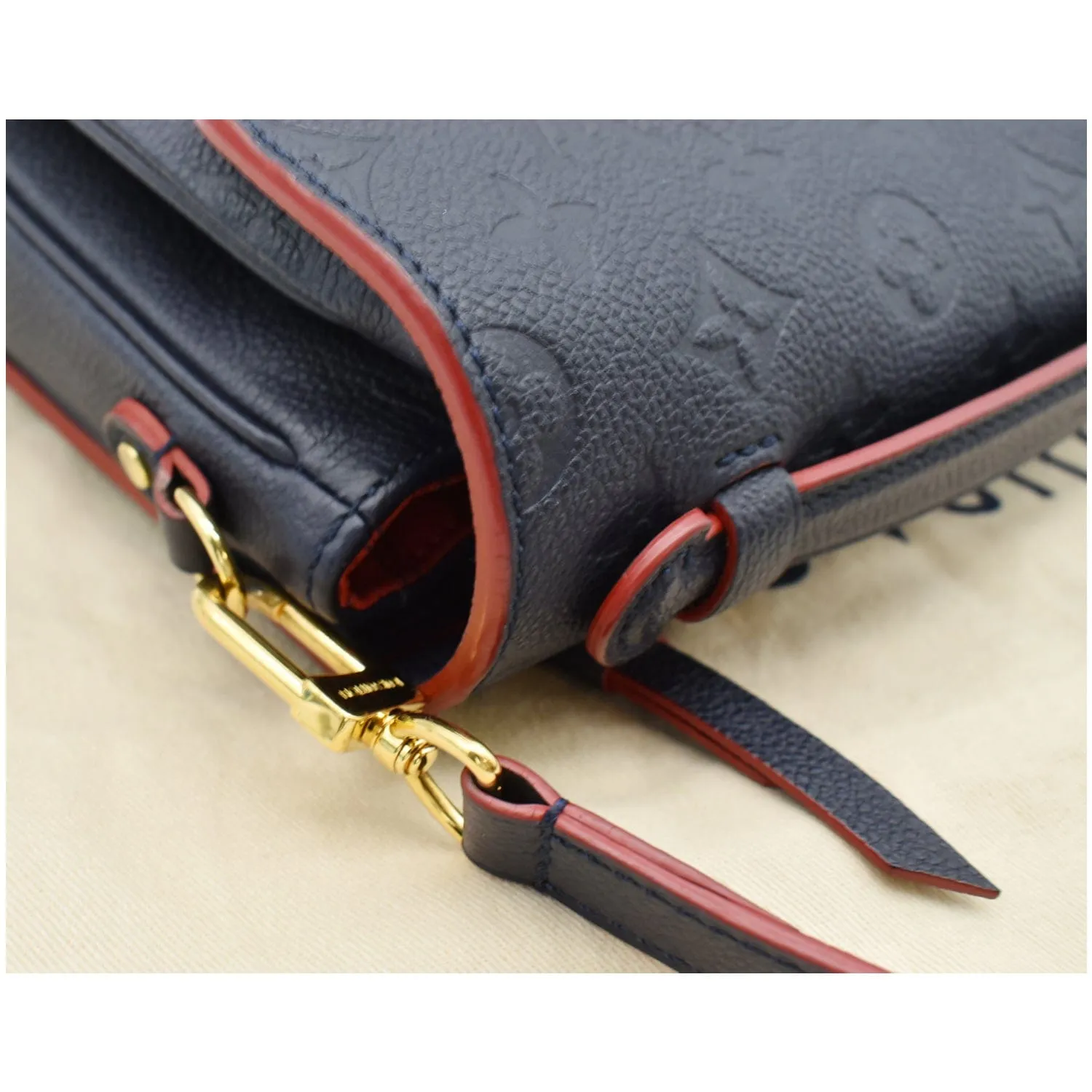 LOUIS VUITTON Metis Pochette Empreinte Leather Crossbody Bag Navy Blue