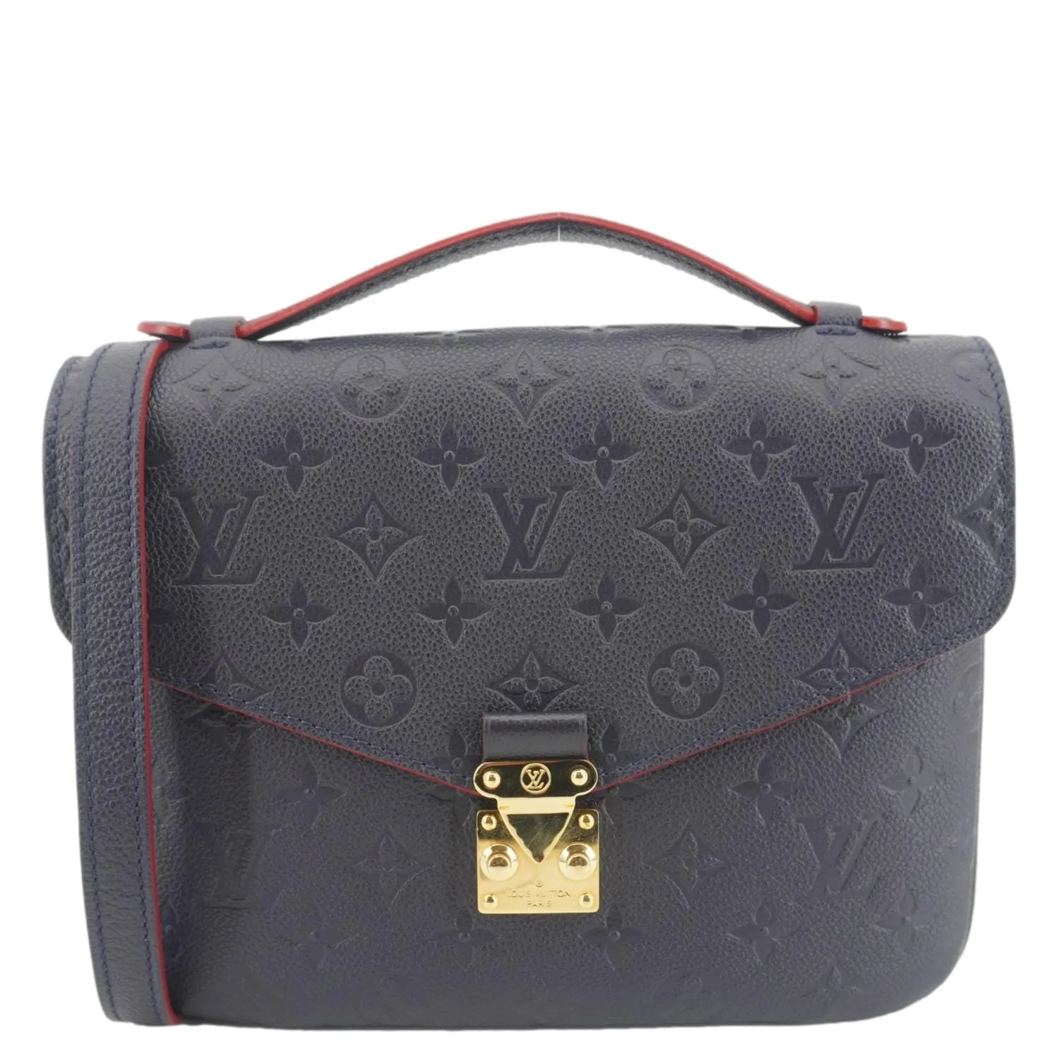LOUIS VUITTON Metis Pochette Empreinte Leather Crossbody Bag Navy Blue