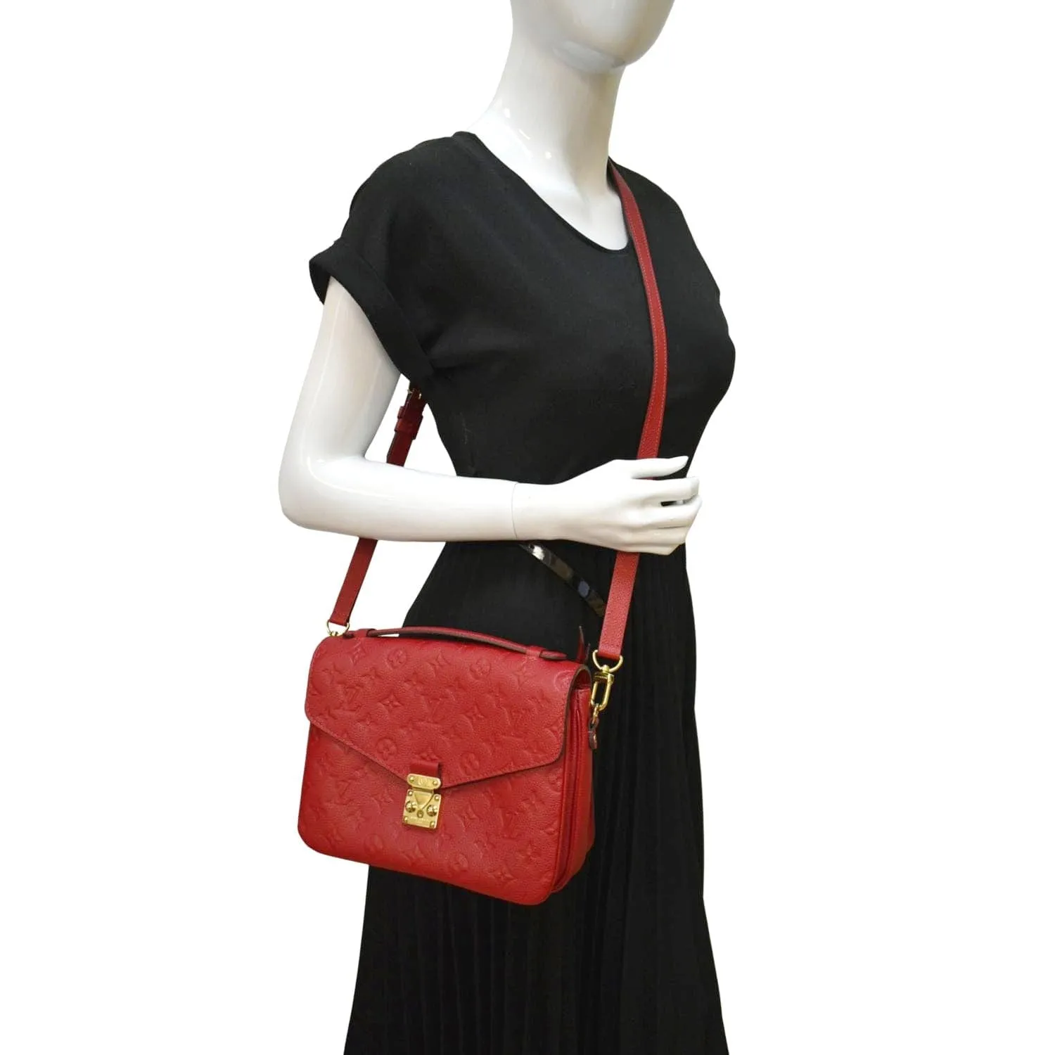 LOUIS VUITTON Metis Pochette Empreinte Leather Crossbody Bag Red