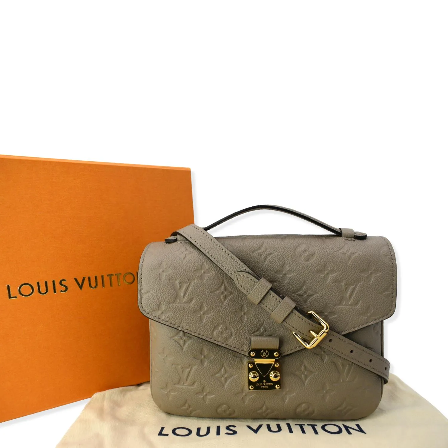 LOUIS VUITTON  Metis Pochette Empreinte Leather Crossbody Bag Taupe