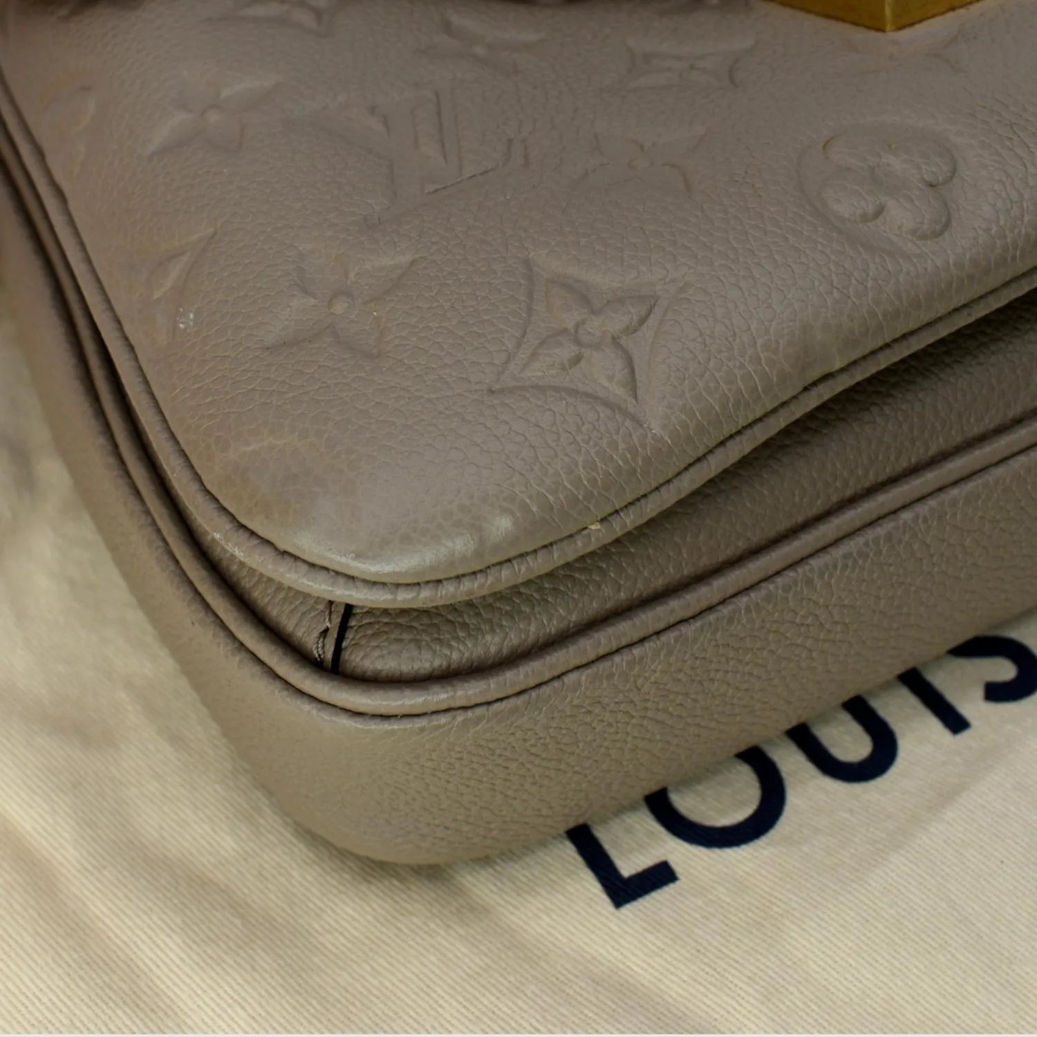 LOUIS VUITTON  Metis Pochette Empreinte Leather Crossbody Bag Taupe