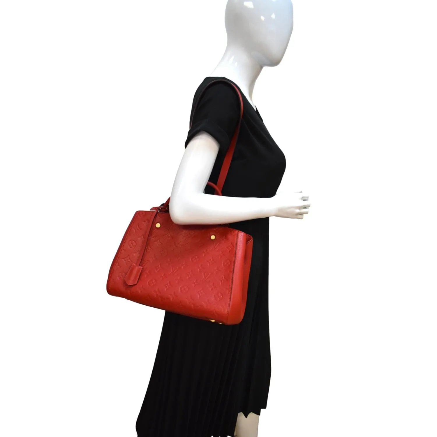 LOUIS VUITTON Montaigne MM Monogram Empreinte Shoulder Bag Red