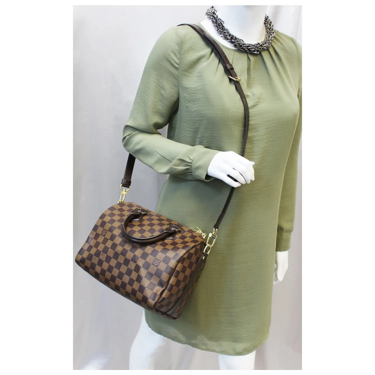 LOUIS VUITTON Speedy 25 Bandouliere Damier Ebene Shoulder Bag