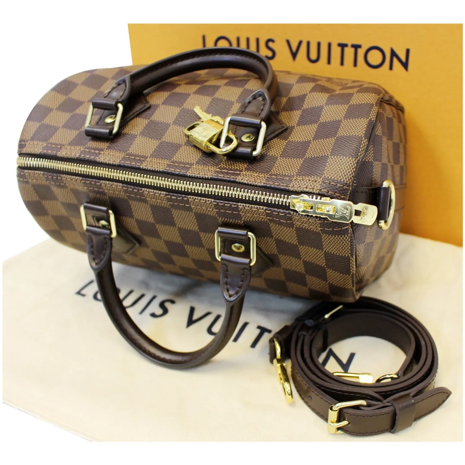 LOUIS VUITTON Speedy 25 Bandouliere Damier Ebene Shoulder Bag