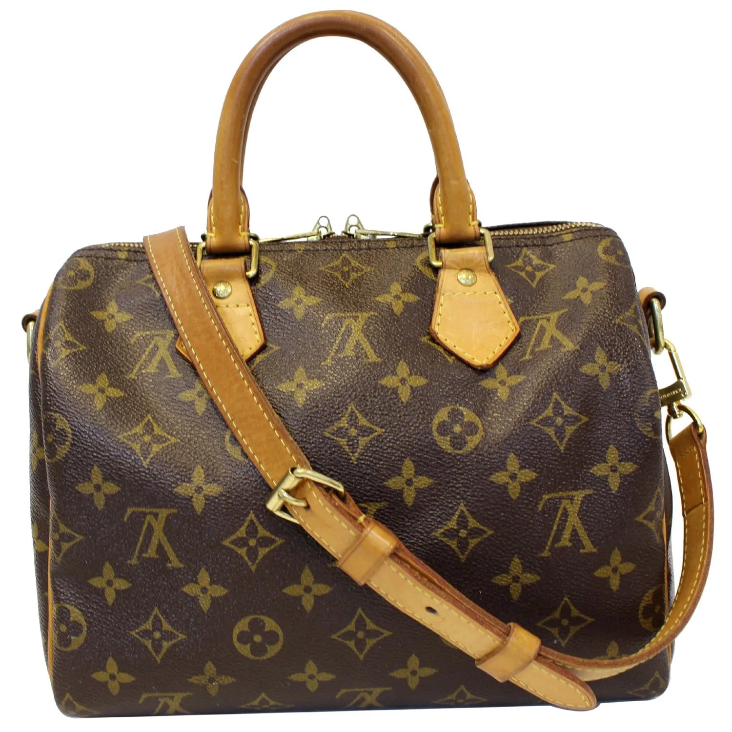 LOUIS VUITTON Speedy 25 Bandouliere Monogram Canvas Shoulder Bag Brown