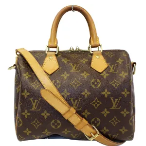 LOUIS VUITTON Speedy 25 Bandouliere Monogram Canvas Shoulder Bag Brown