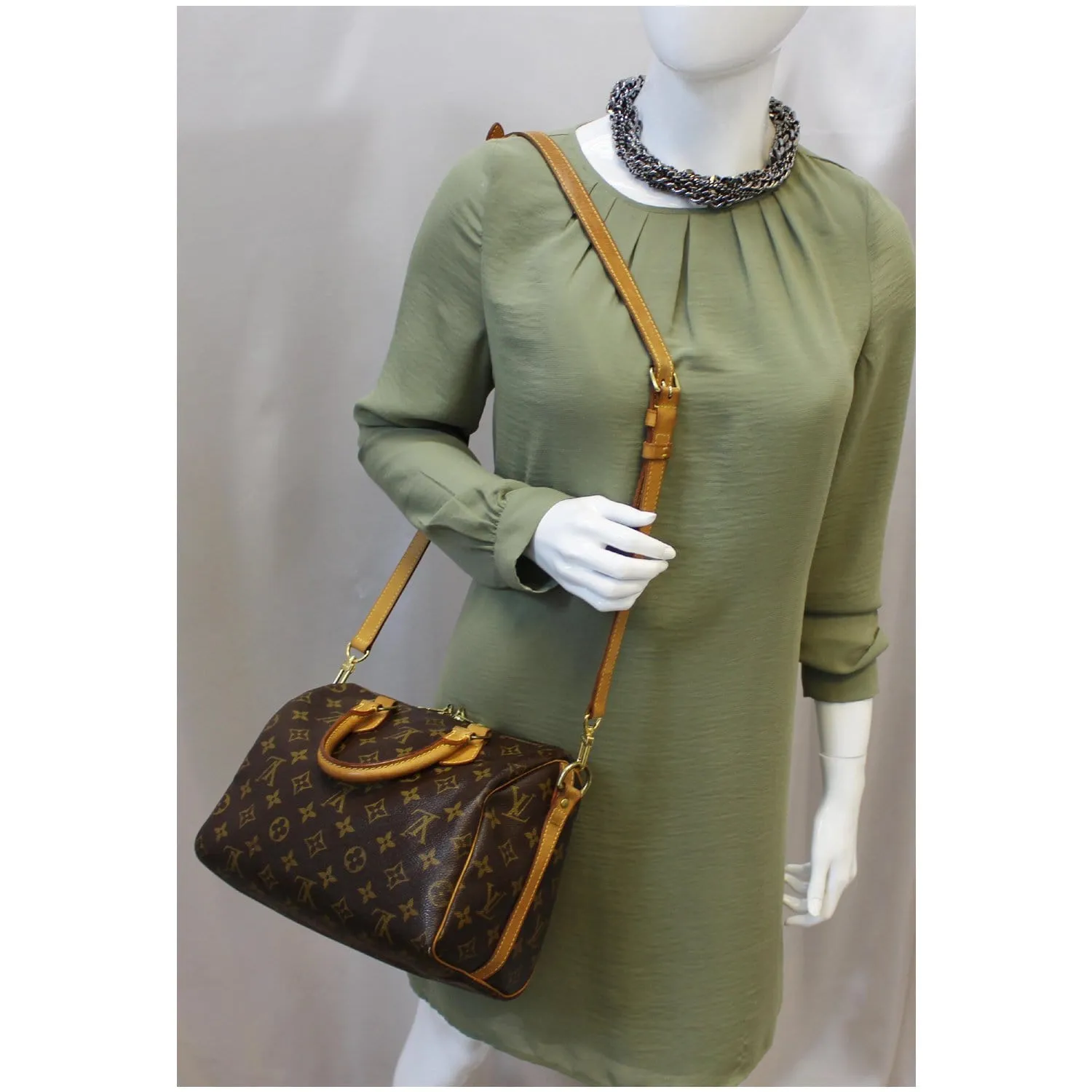 LOUIS VUITTON Speedy 25 Bandouliere Monogram Canvas Shoulder Bag Brown
