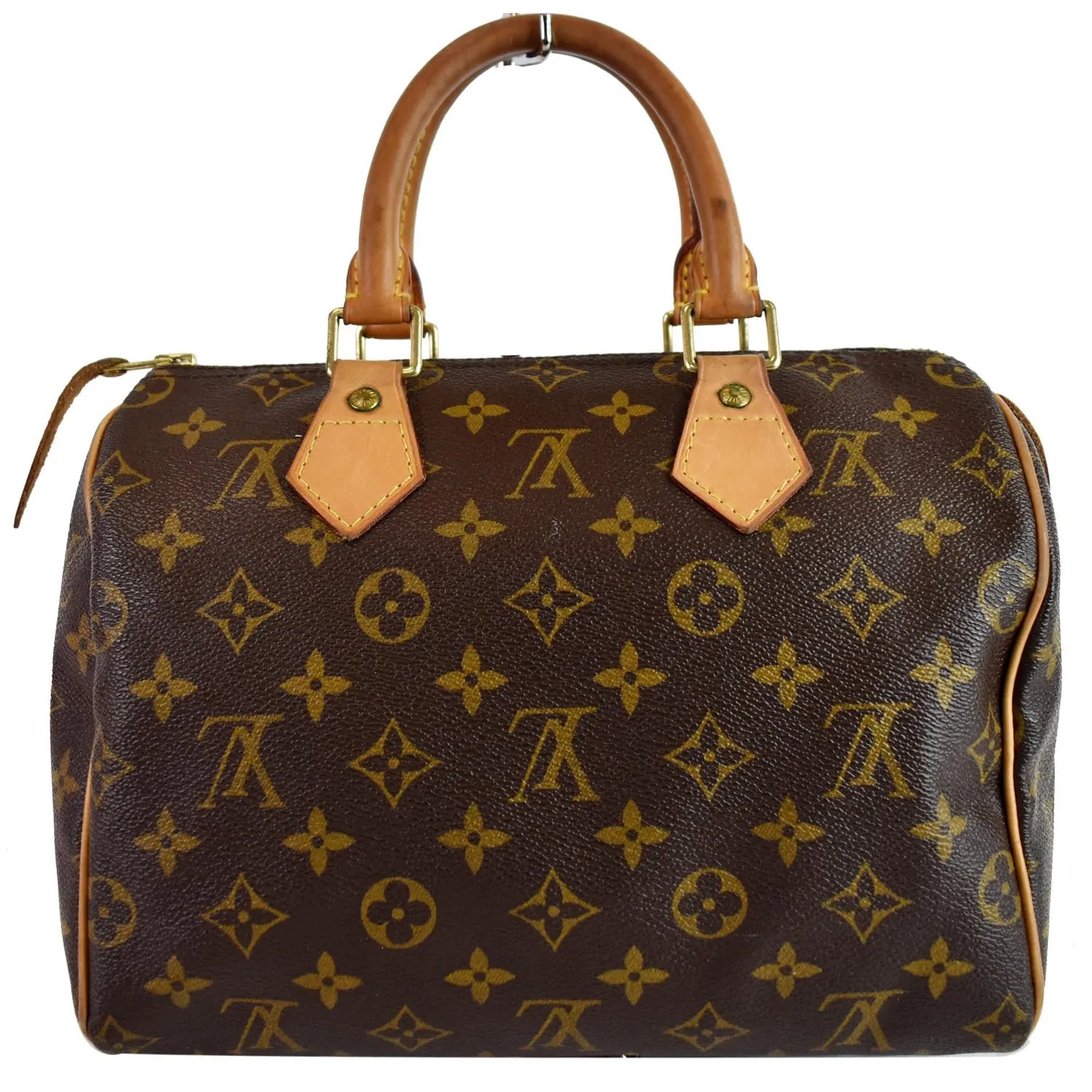 LOUIS VUITTON Speedy 25 Monogram Canvas Satchel Bag Brown