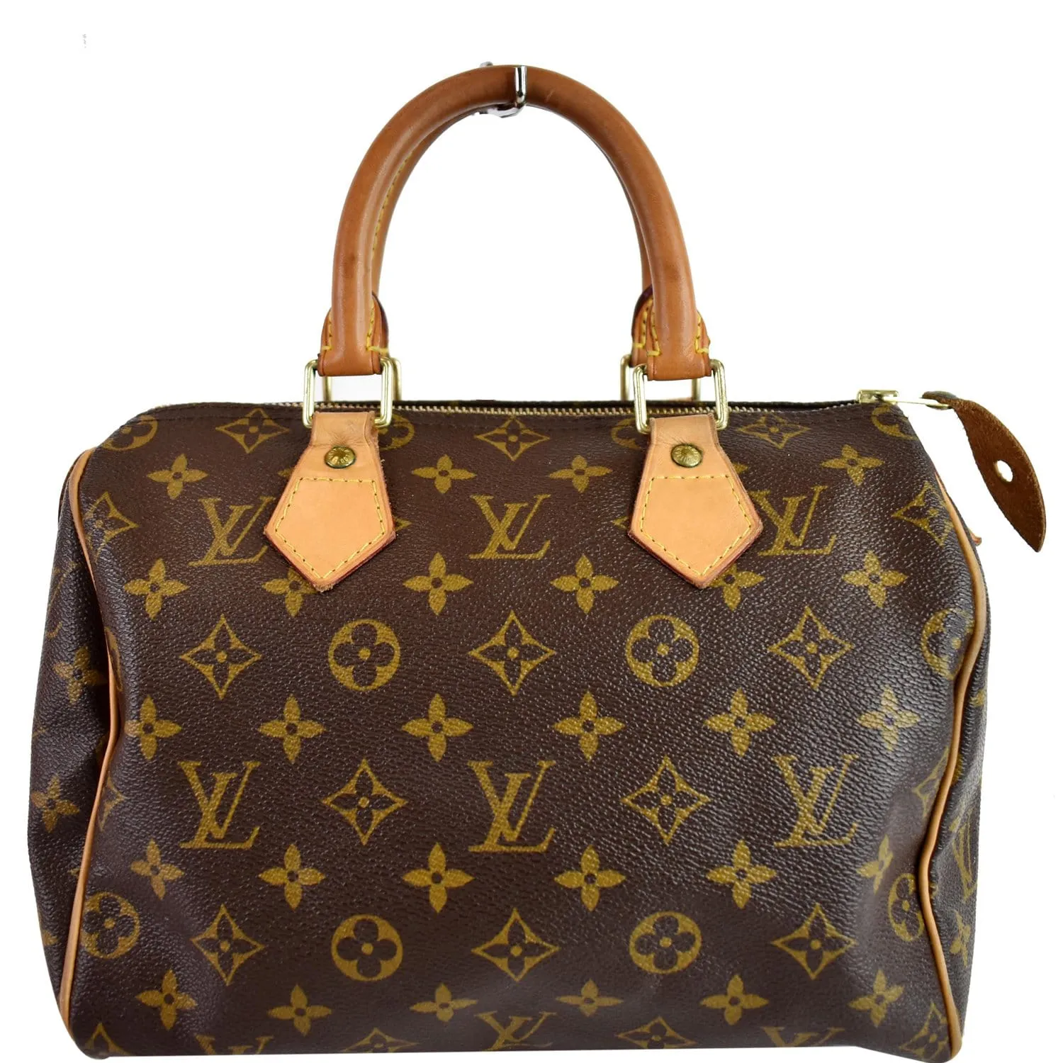 LOUIS VUITTON Speedy 25 Monogram Canvas Satchel Bag Brown