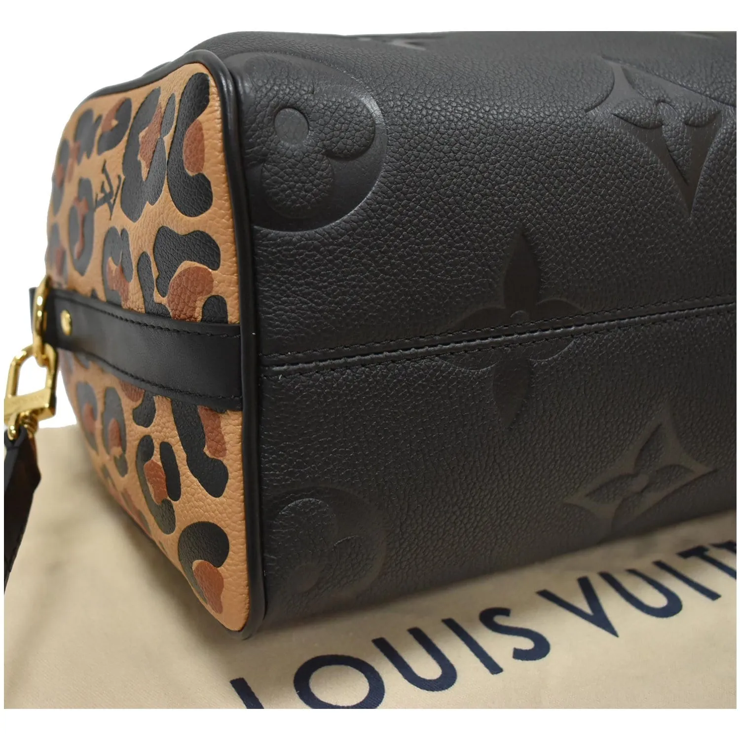 LOUIS VUITTON Speedy 25 Wild At Heart Leather Shoulder Bag Black