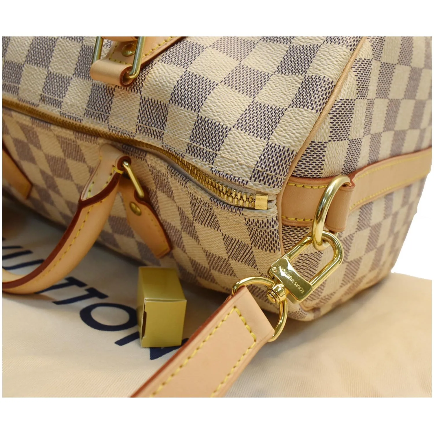 LOUIS VUITTON Speedy 30 Bandouliere Damier Azur Satchel Shoulder Bag White